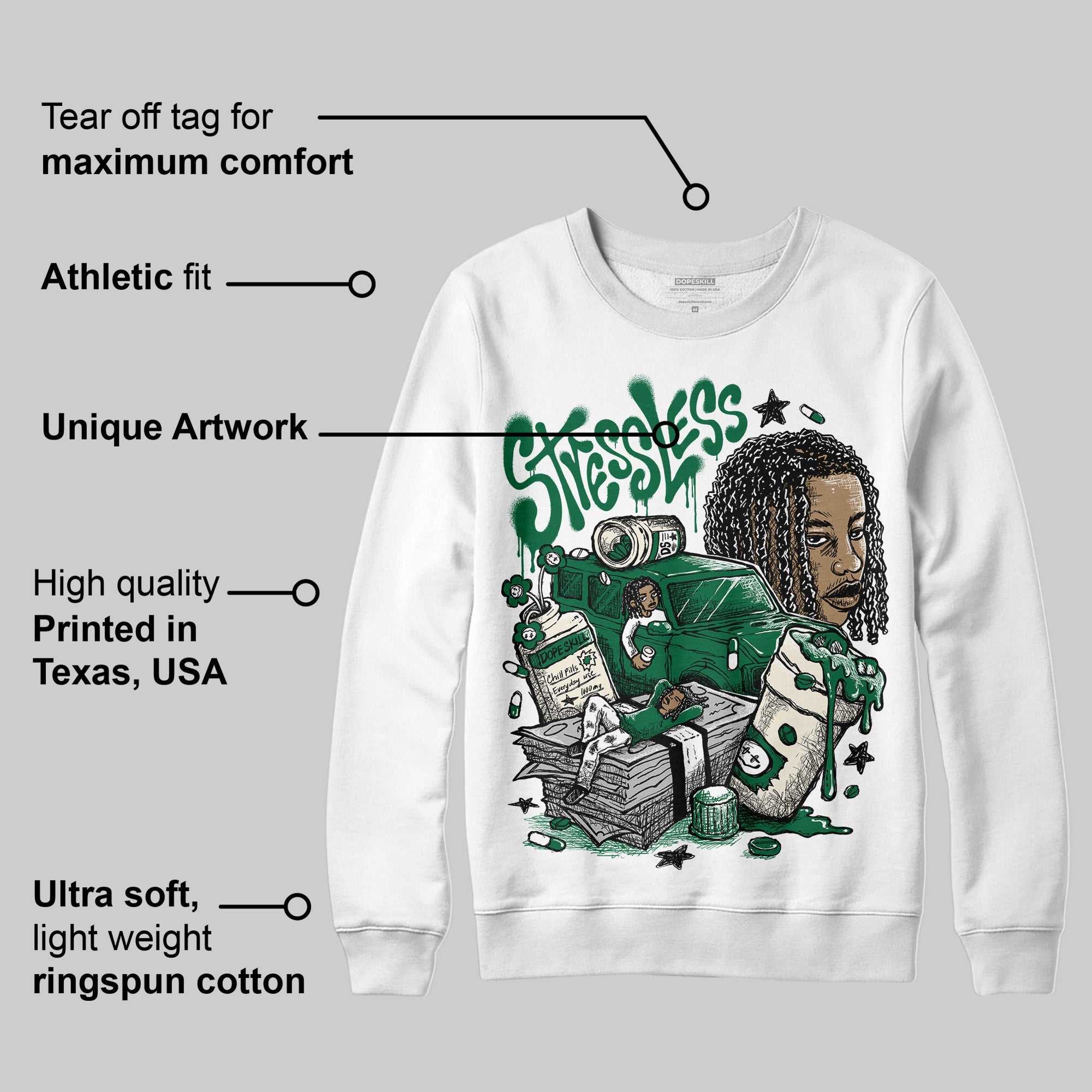Pine Green 13s superstreetwear Sweatshirt Stressless Graphic