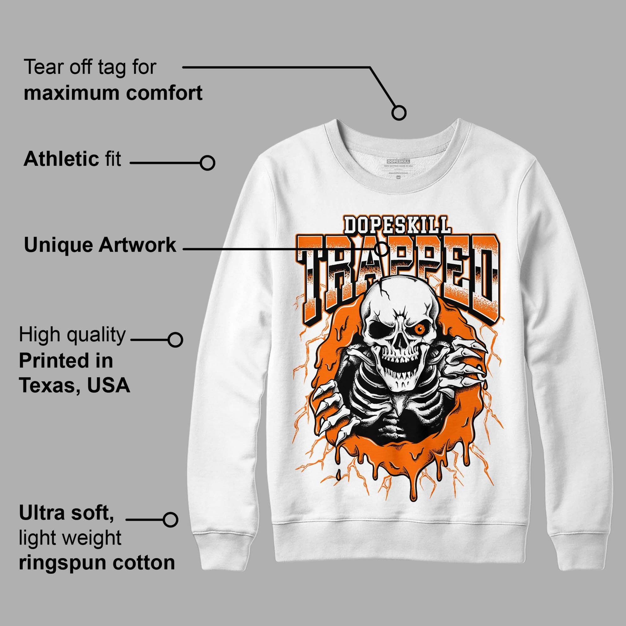 Orange Black White superstreetwear Sweatshirt Trapped Halloween Graphic