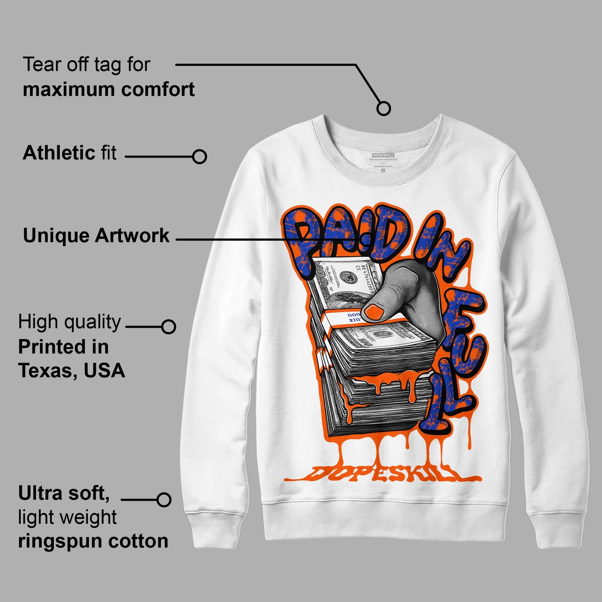 Dunk Low Futura Orange Blaze superstreetwear Sweatshirt Paid In Full Graphic
