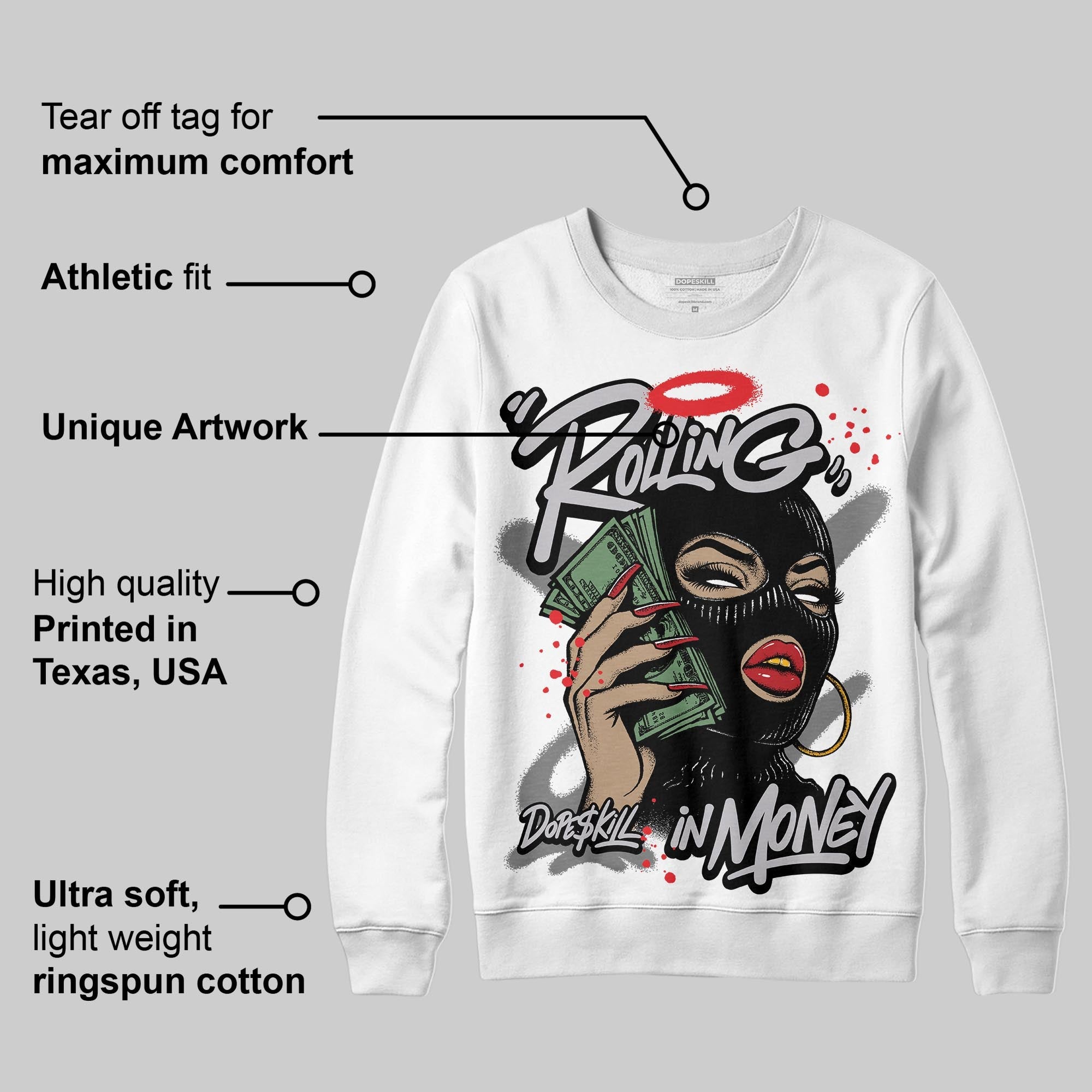 Grey Collection superstreetwear Sweatshirt Rolling in Money Graphic