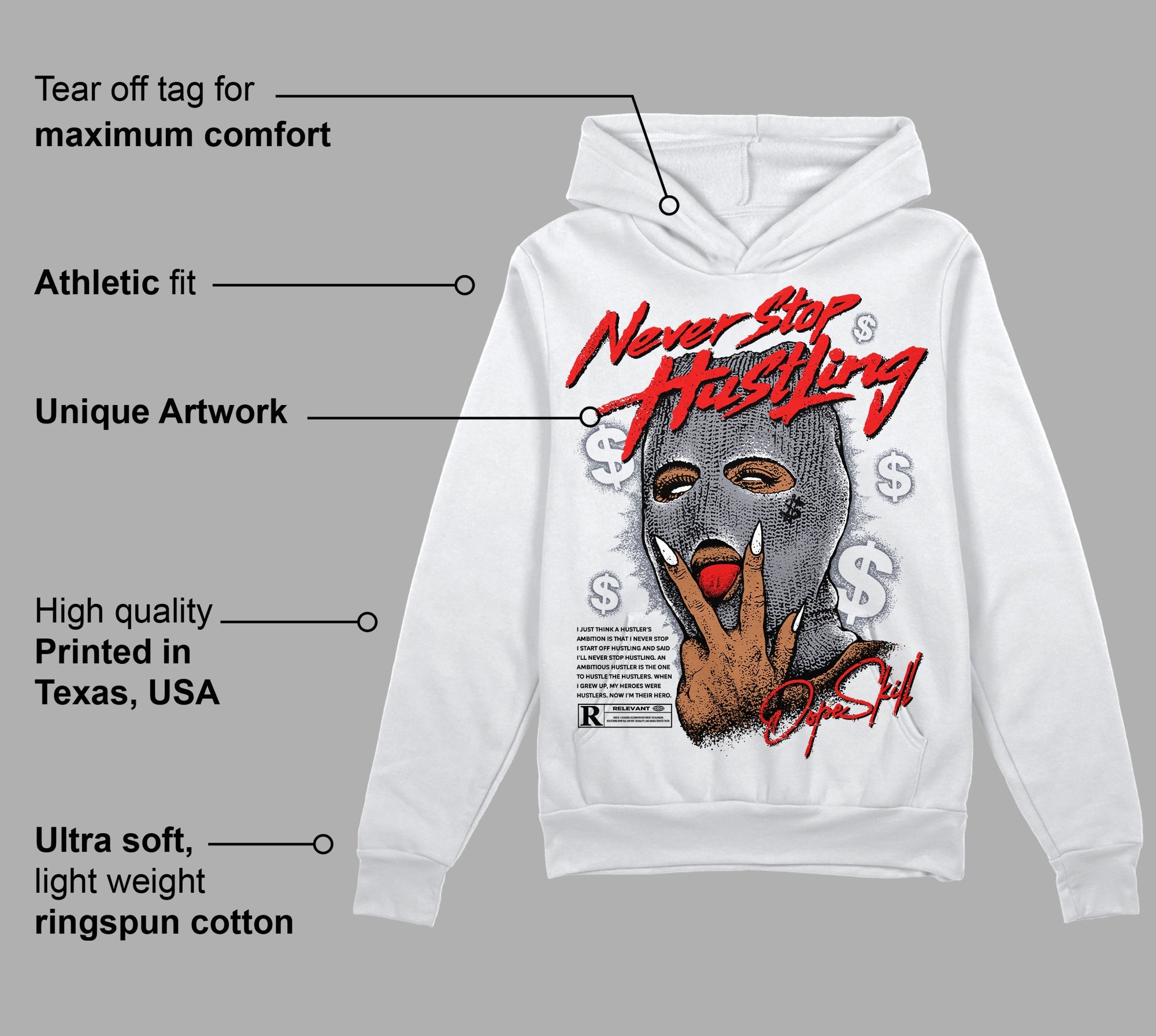 Stealth 14s superstreetwear Hoodie Sweatshirt Never Stop Hustling Graphic