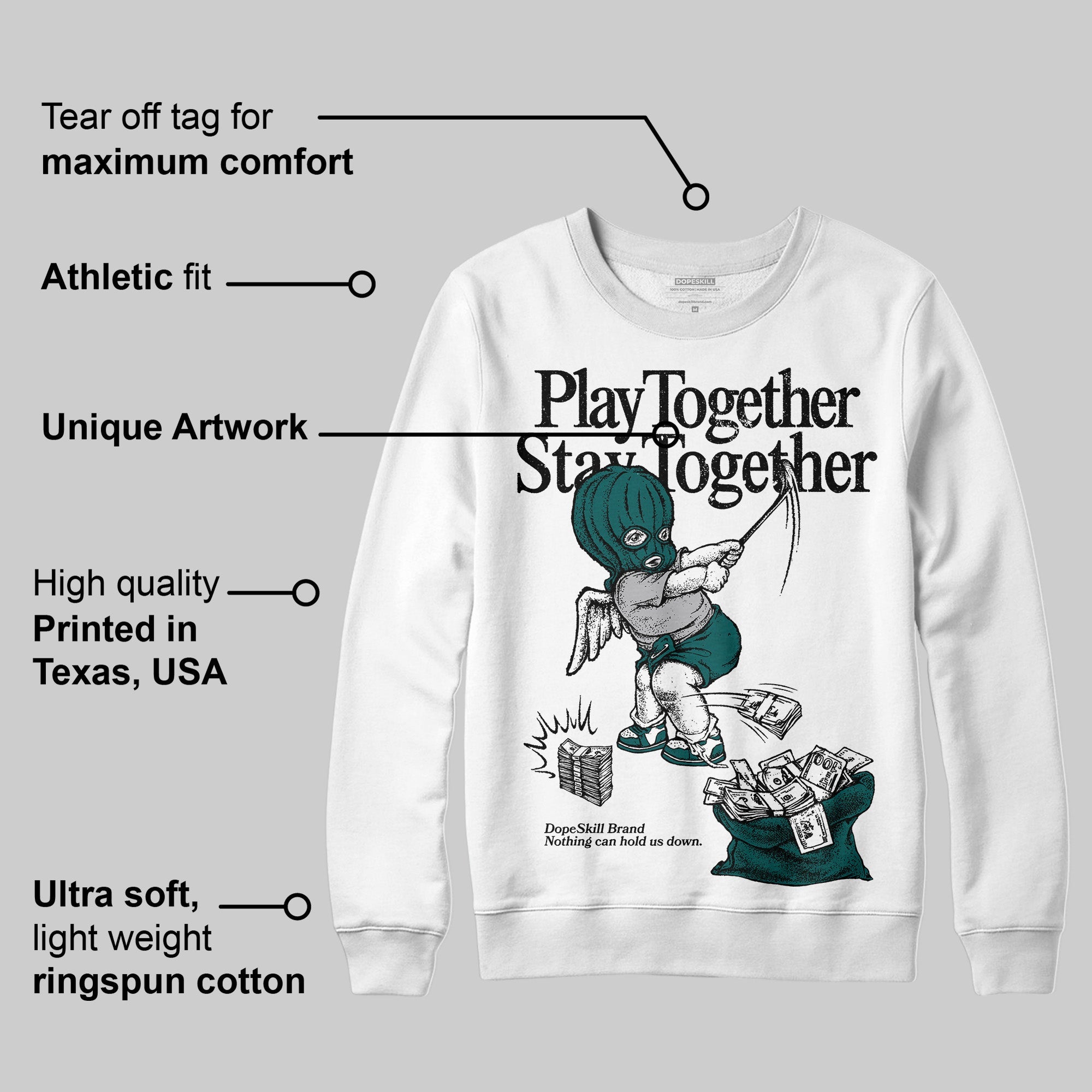 Gel 1130 White Dark Neptune superstreetwear Sweatshirt Play together,Stay together Graphic