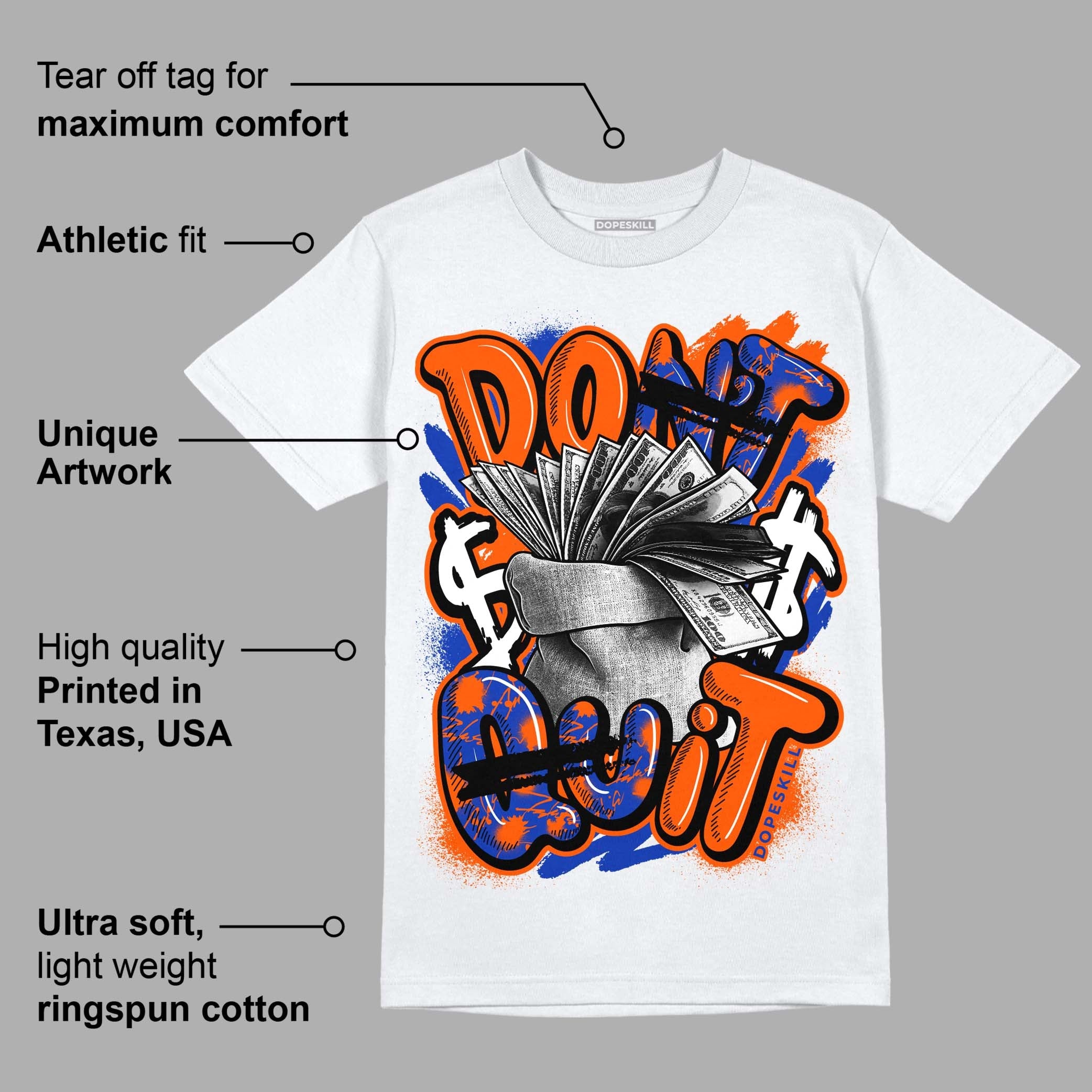 Dunk Low Futura Orange Blaze superstreetwear T-Shirt Don't Quit Graphic