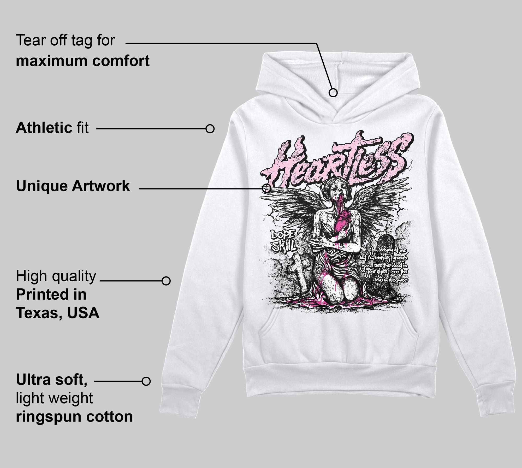 Pink Collection superstreetwear Hoodie Sweatshirt Heartless Graphic