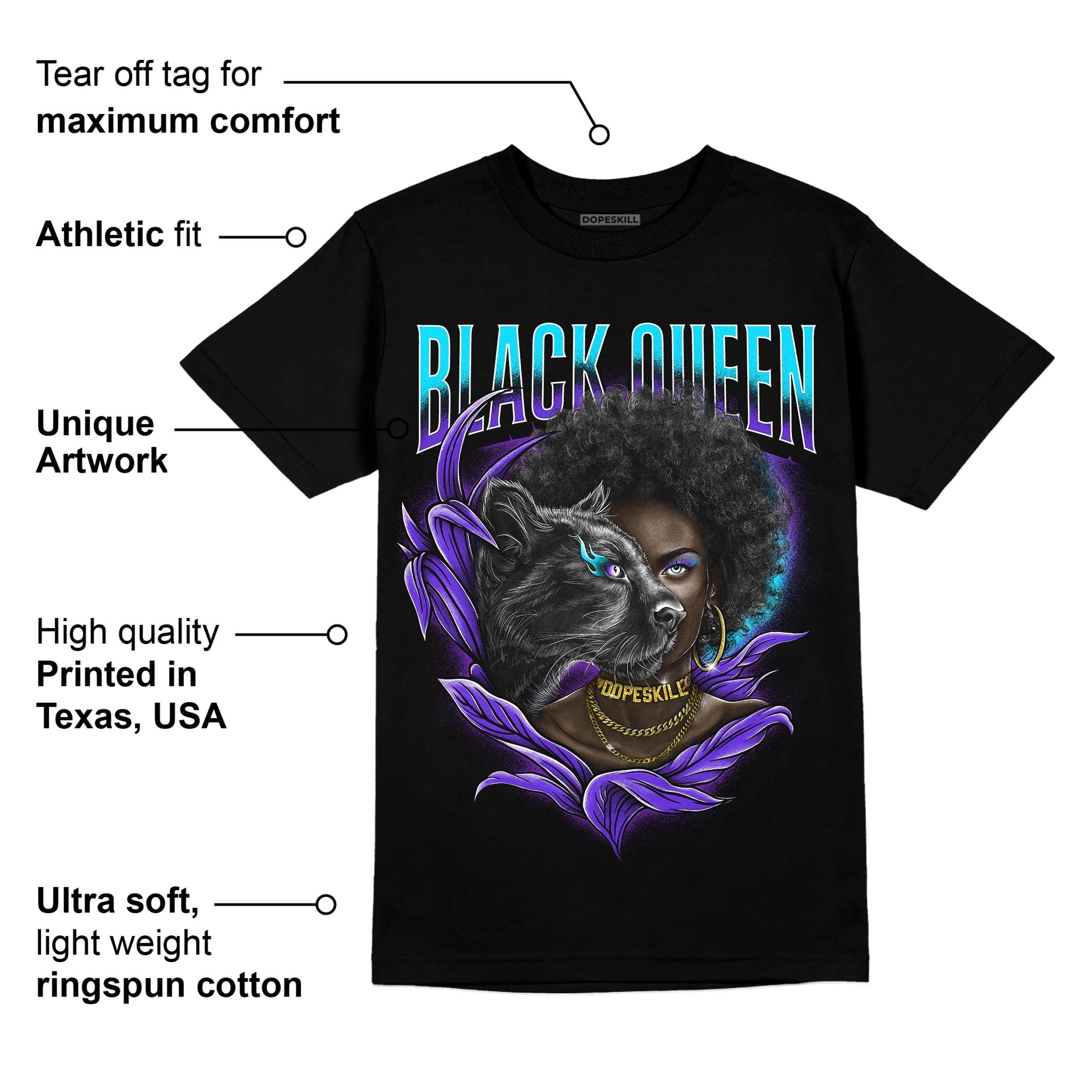 Aqua 6s superstreetwear T-Shirt New Black Queen Graphic