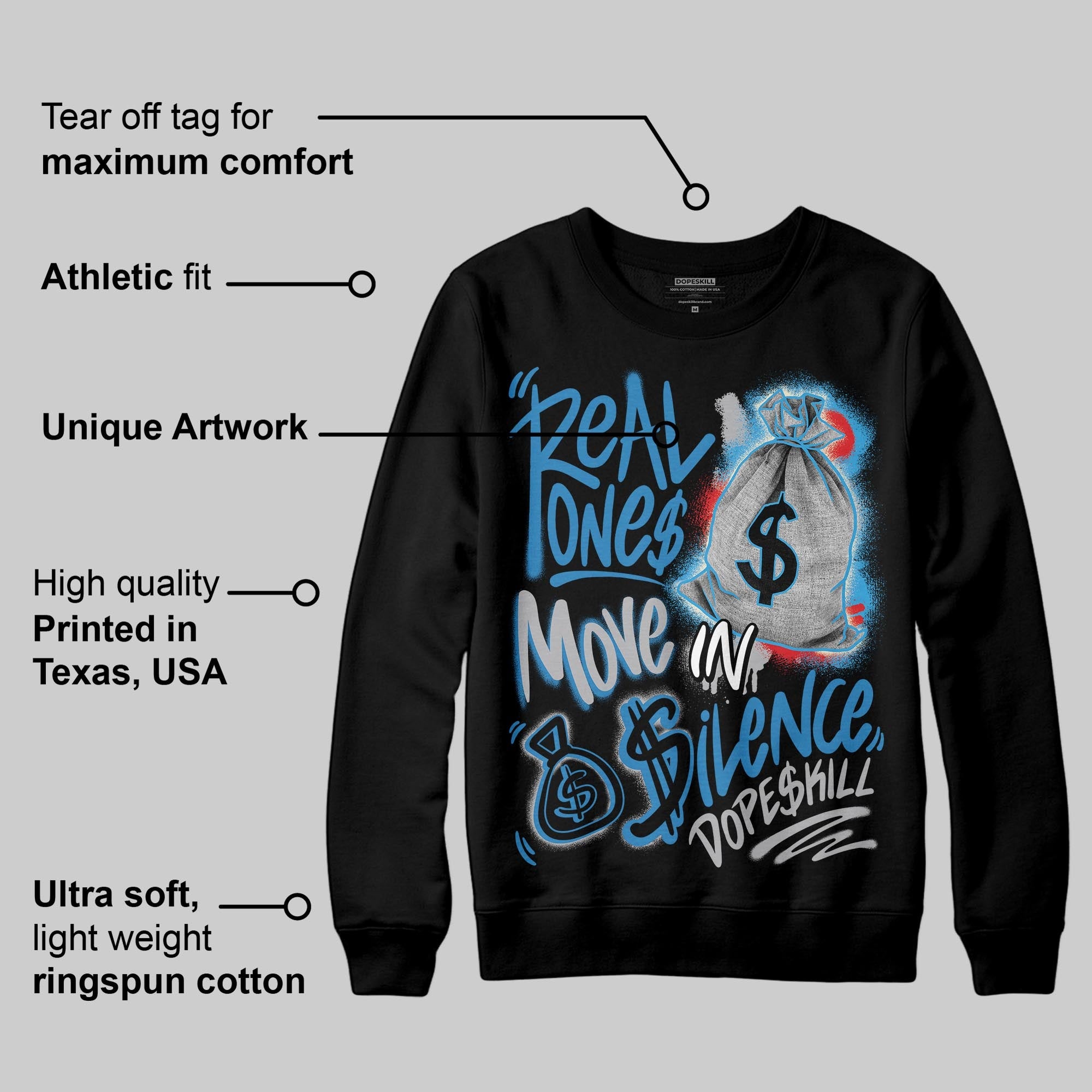Rare Air 3s superstreetwear Sweatshirt Real Ones Move In Silence Graphic