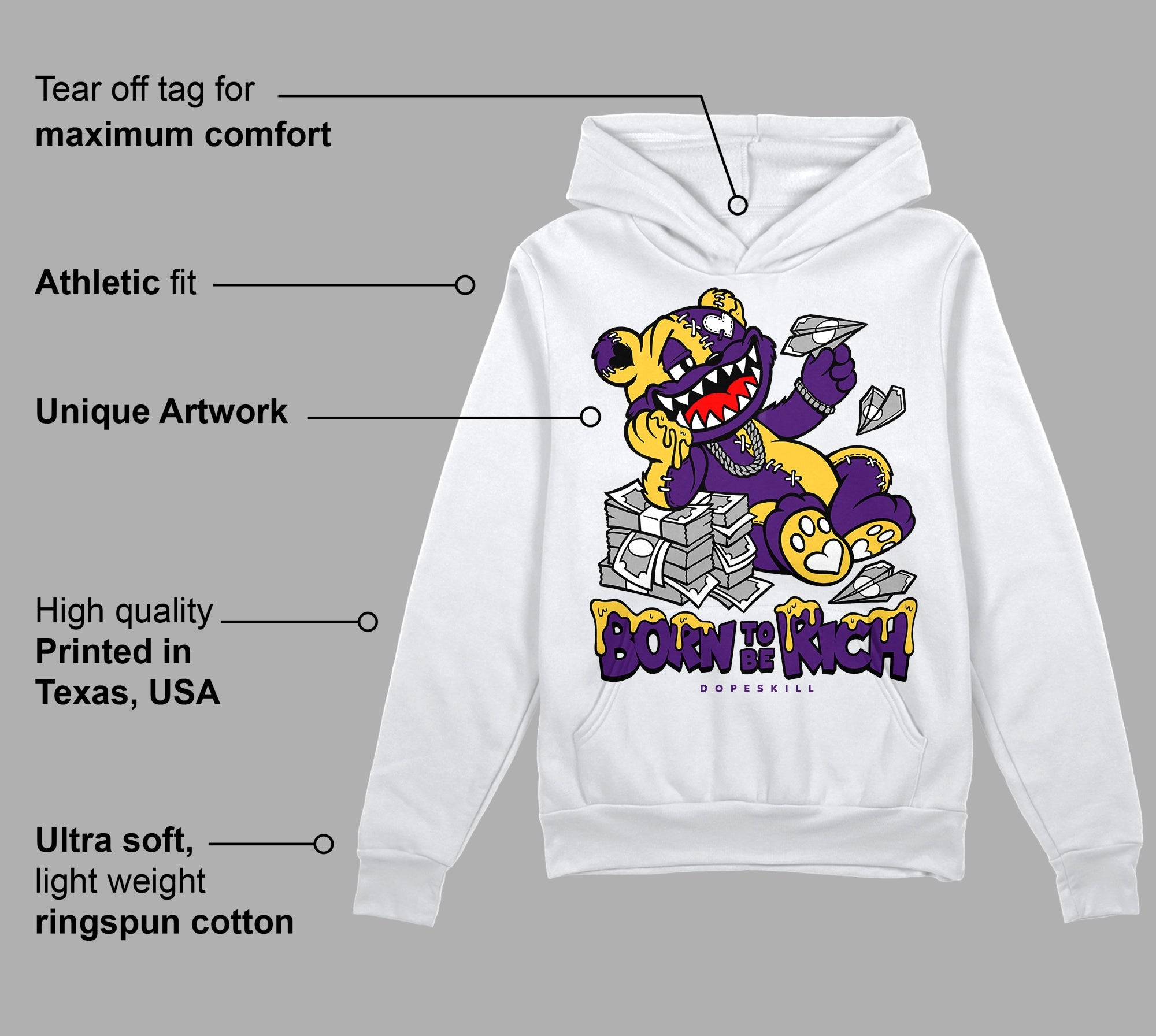 Field Purple 12s superstreetwear Hoodie Sweatshirt Born To Be Rich Graphic