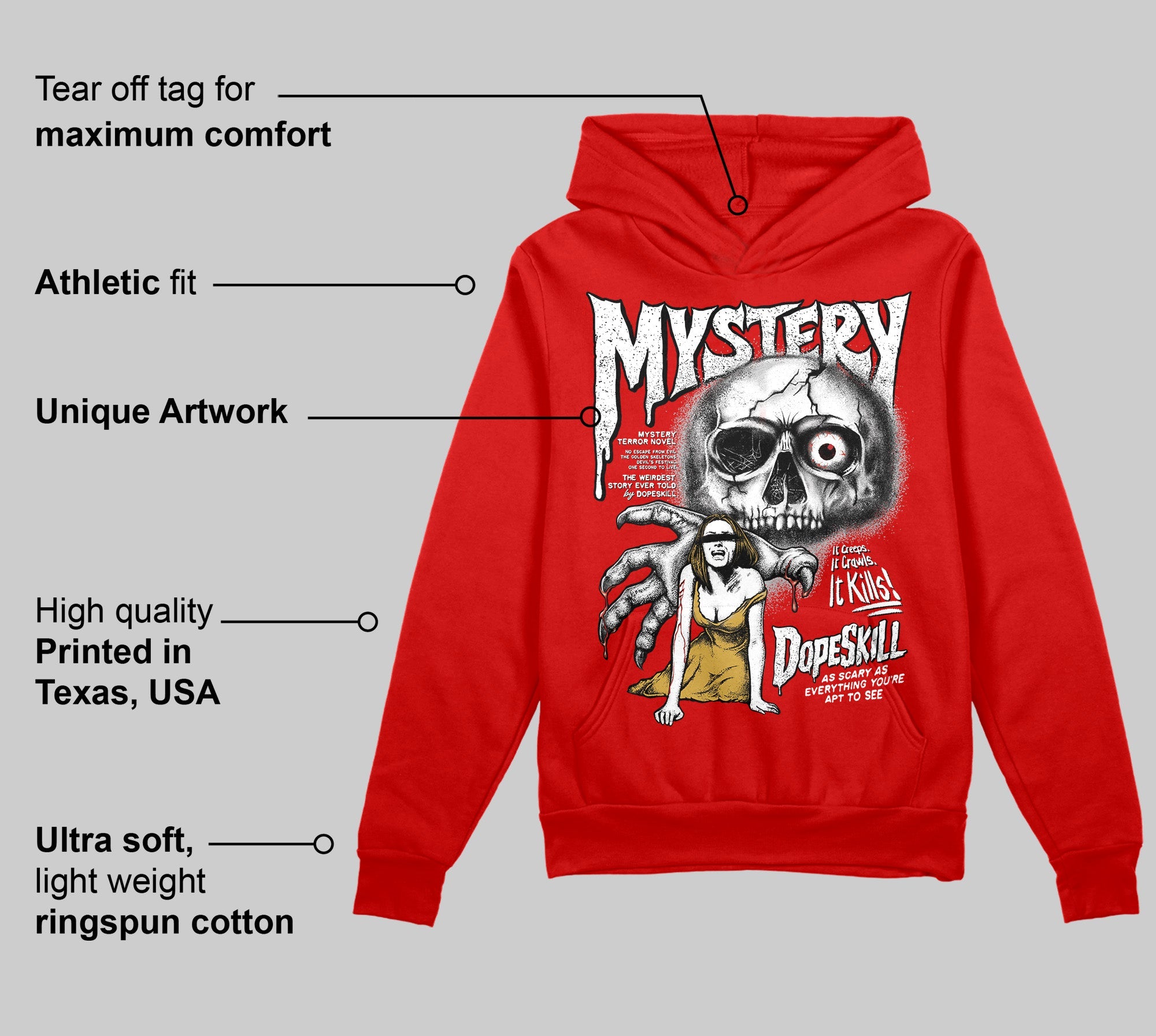 Bred Velvet 11s superstreetwear Red Hoodie Sweatshirt Mystery Ghostly Grasp Graphic