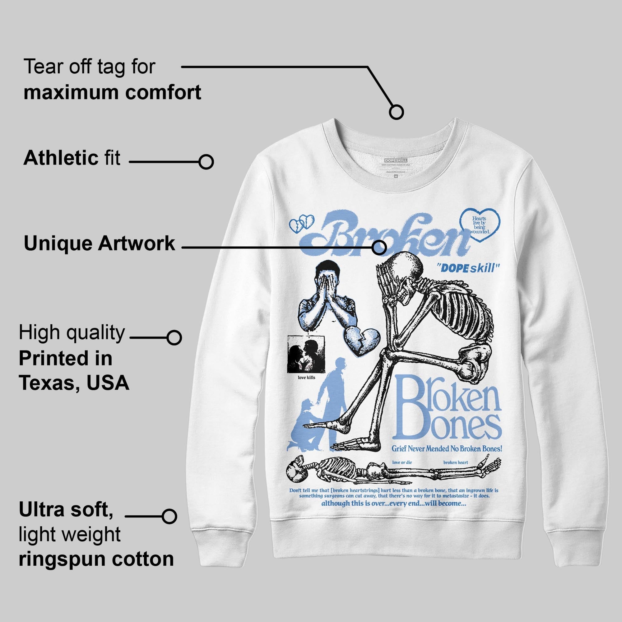 Forget Me Not 4s superstreetwear Sweatshirt Broken Bones Graphic