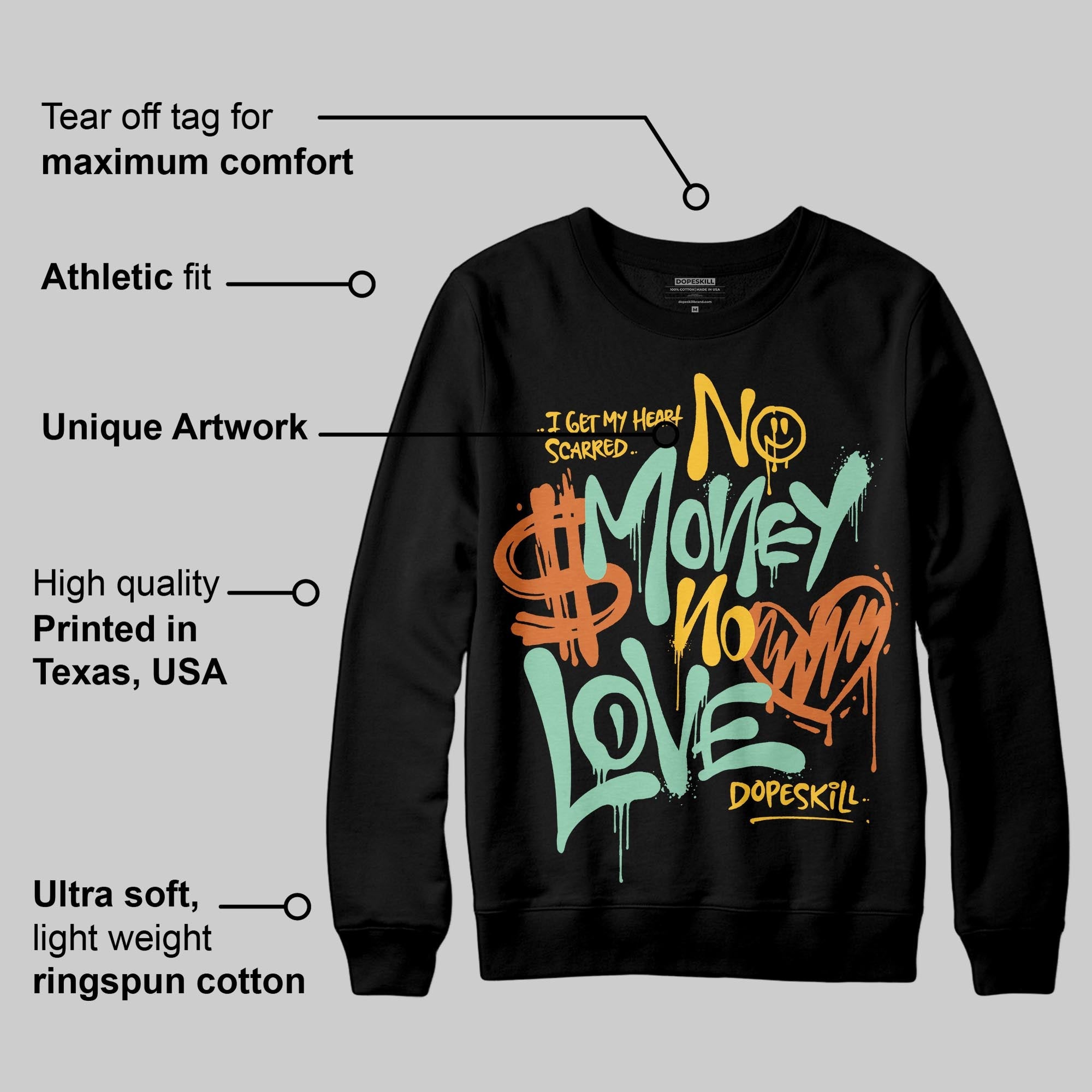 SB Dunk ¡°Rodeo¡± superstreetwear Sweatshirt No Money No Love Typo Graphic