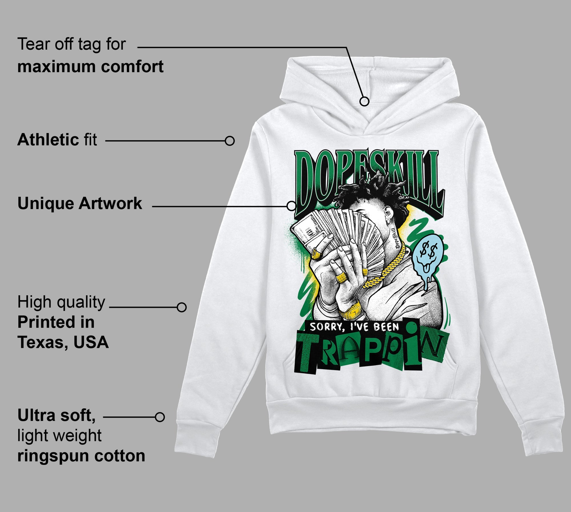 Lucky Green 5s superstreetwear Hoodie Sweatshirt Sorry I've Been Trappin Graphic