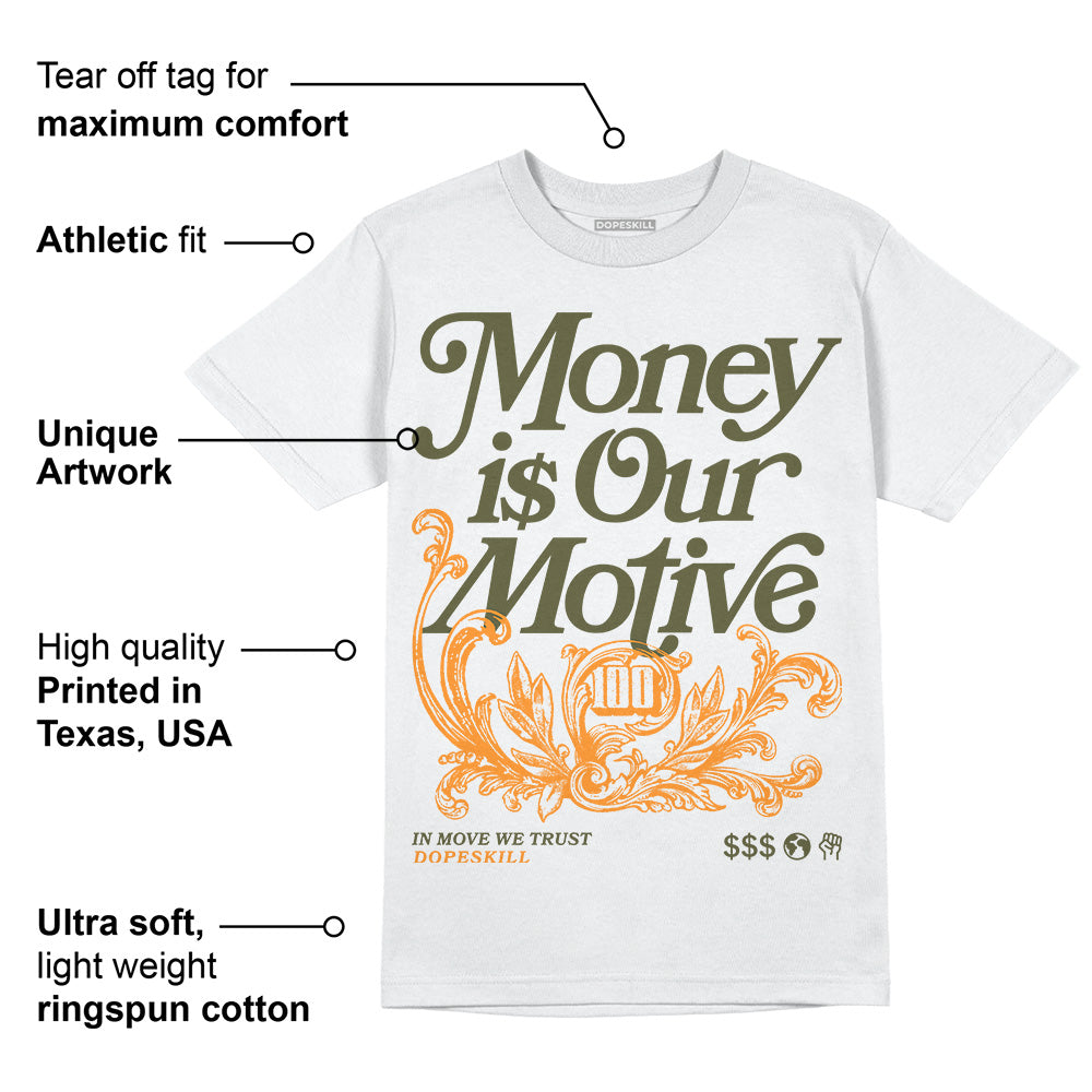 Olive 5s superstreetwear T-Shirt Money Is Our Motive Typo Graphic