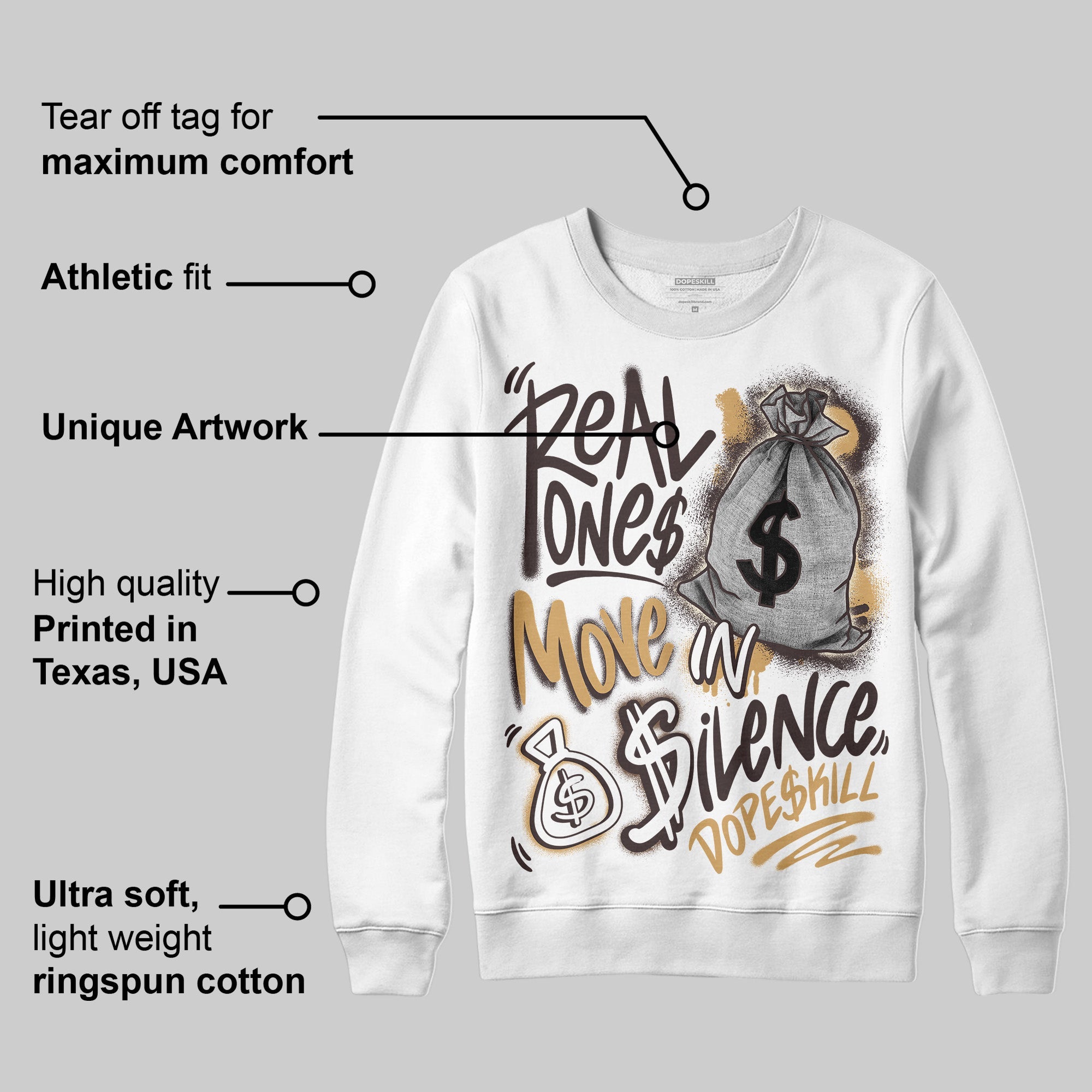 Earth 5s superstreetwear Sweatshirt Real Ones Move In Silence Graphic