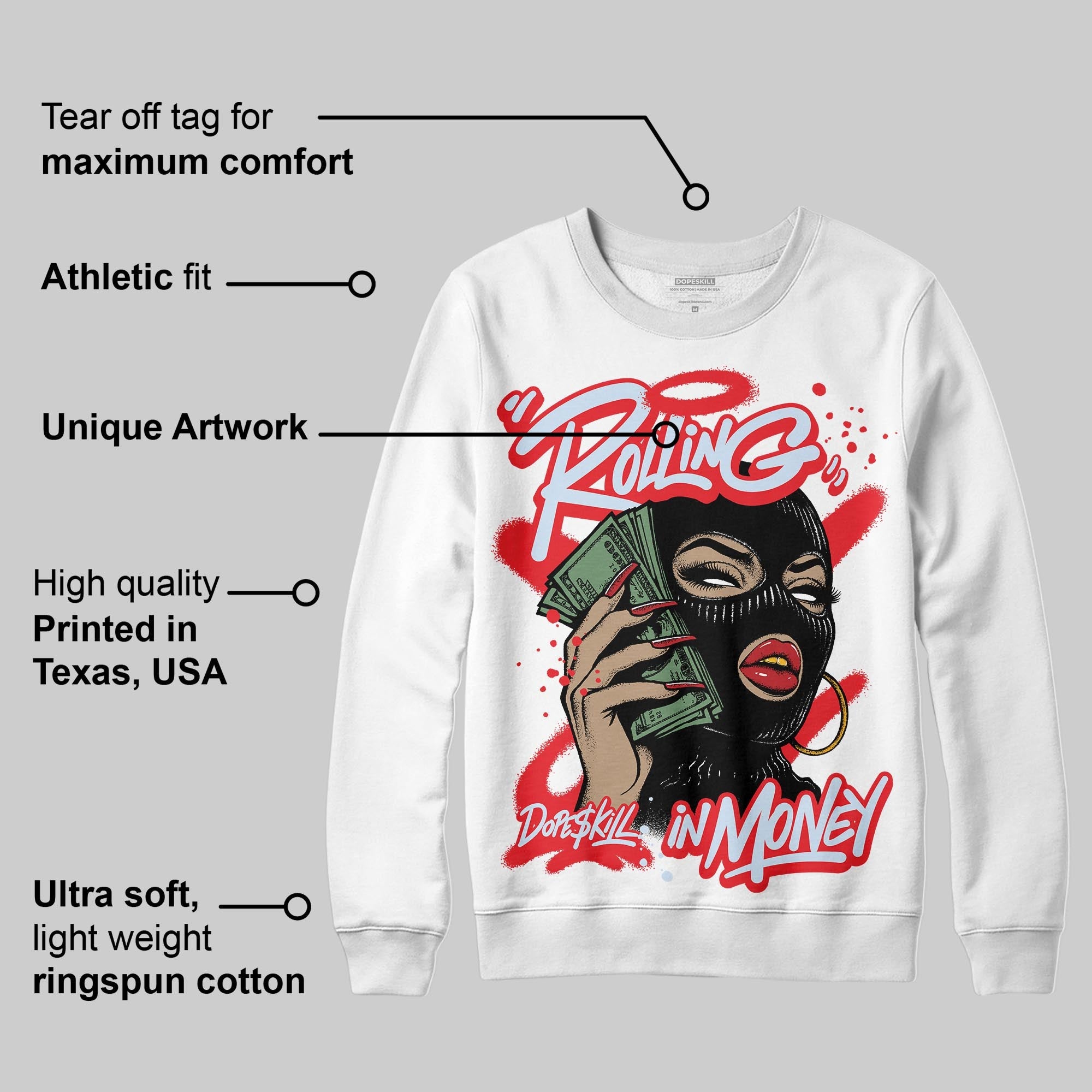 Cherry 11s superstreetwear Sweatshirt Rolling in Money Graphic