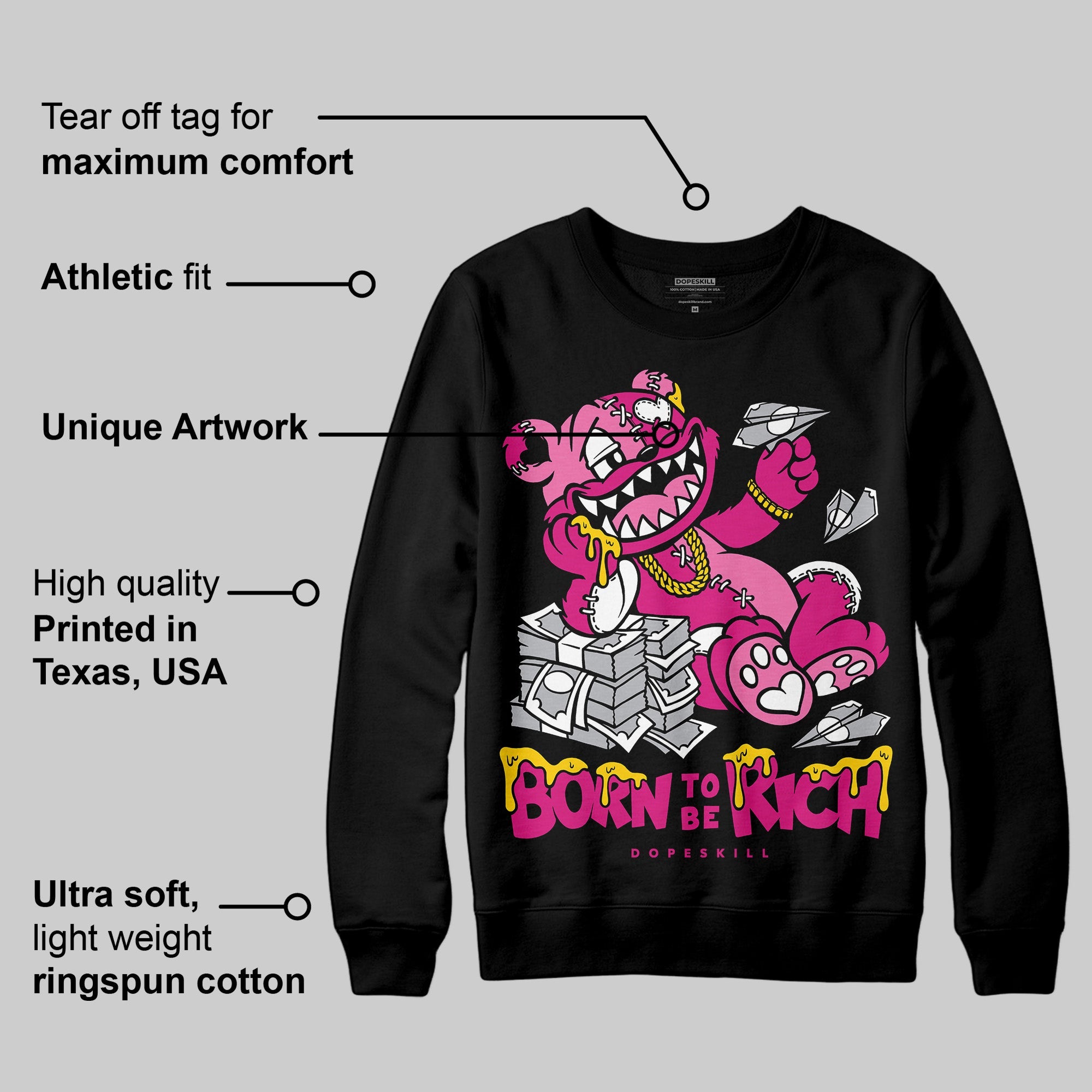 Rick RO Pink Leather Sneakers superstreetwear Sweatshirt Born To Be Rich Graphic