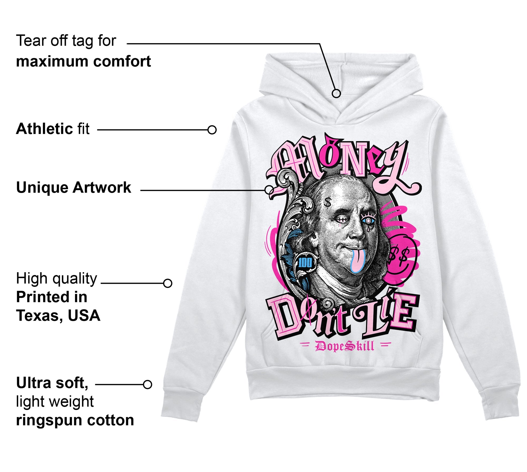 Triple Pink Dunk superstreetwear Hoodie Sweatshirt Money Don't Lie Graphic
