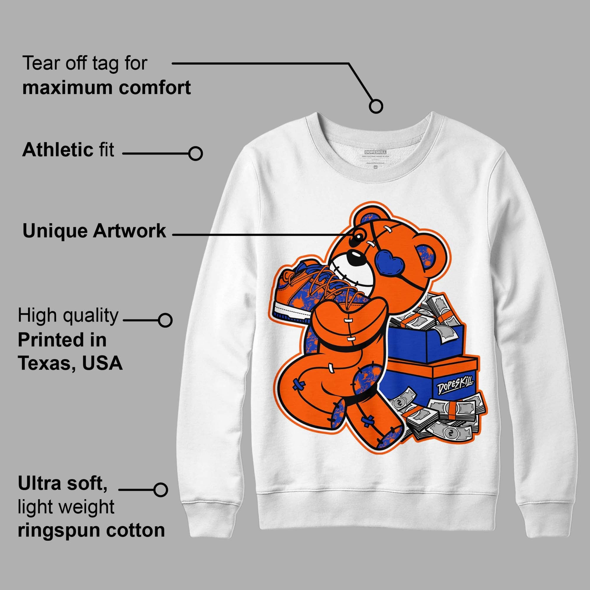 Dunk Low Futura Orange Blaze superstreetwear Sweatshirt Bear Steals Sneaker Graphic