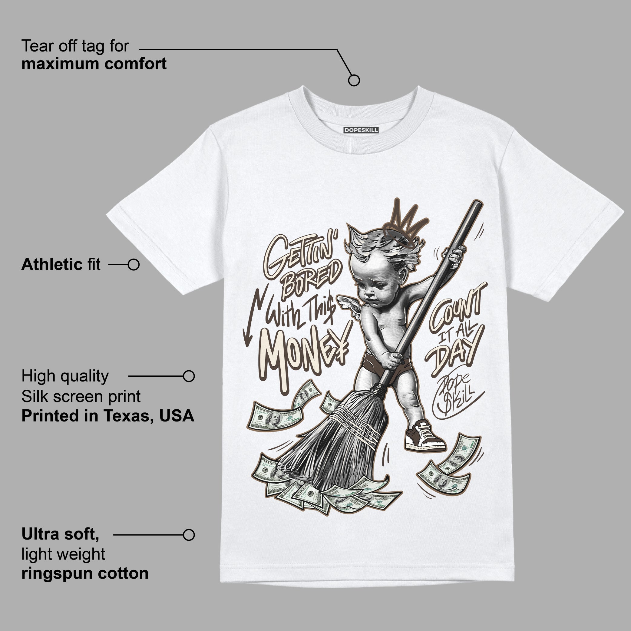 AJ 1 Low OG a??Reverse Mochaa?? superstreetwear T-Shirt Gettin Bored With This Money Graphic