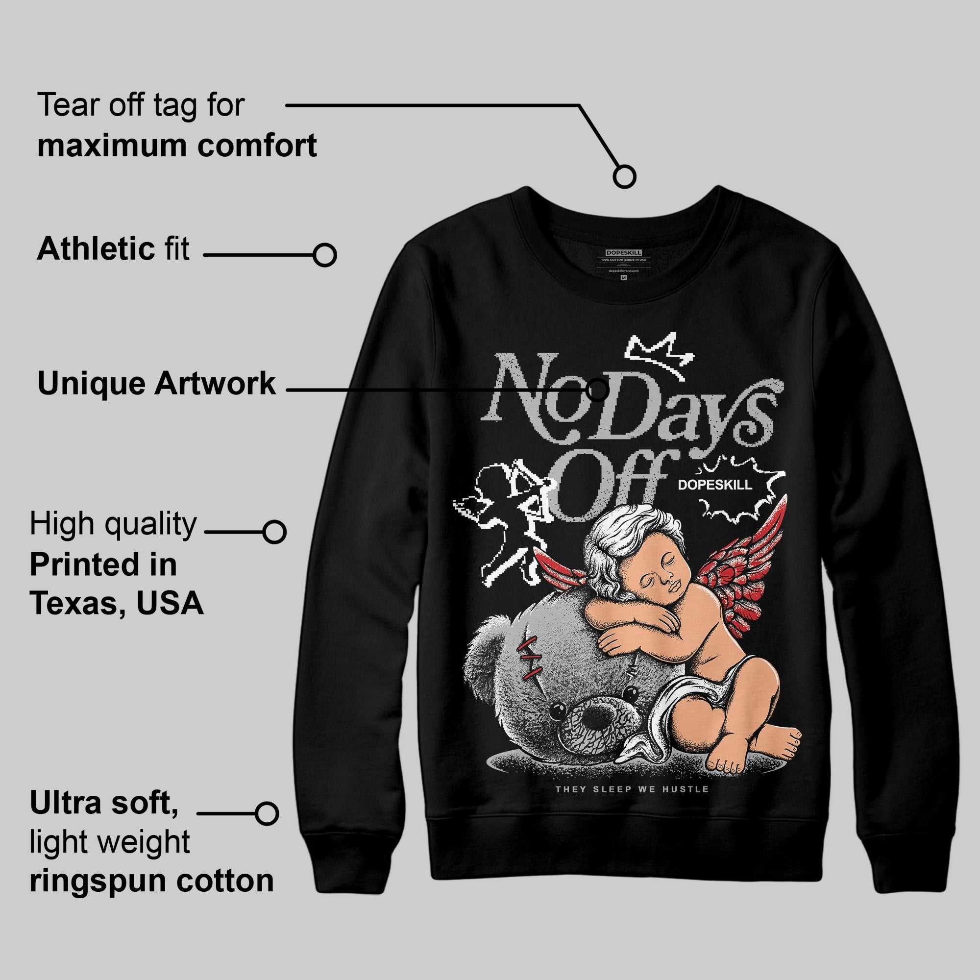 Black Cement 3s superstreetwear Sweatshirt New No Days Off Graphic