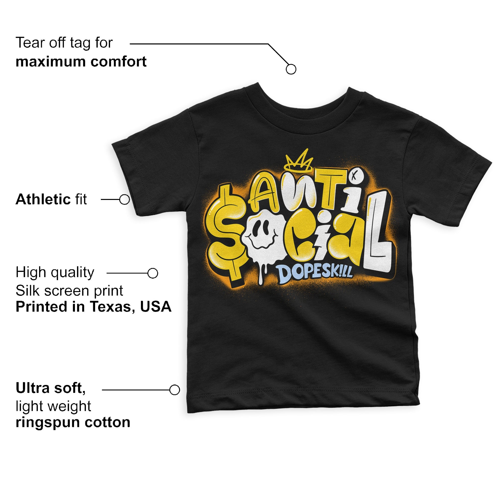 Yellow Ochre 6s superstreetwear Toddler Kids T-shirt Anti Social Graphic