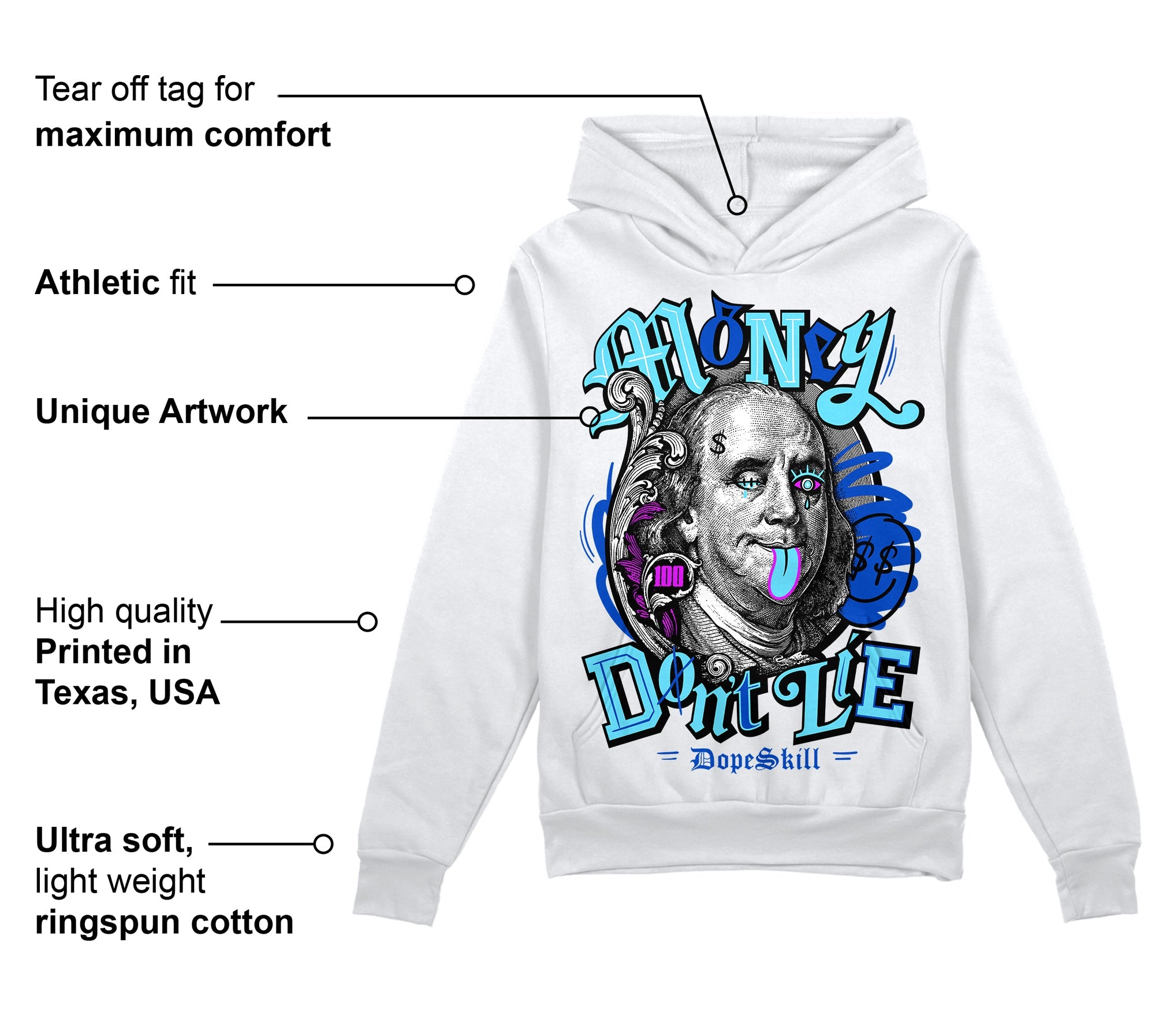 SB Dunk Argon superstreetwear Hoodie Sweatshirt Money Don't Lie Graphic