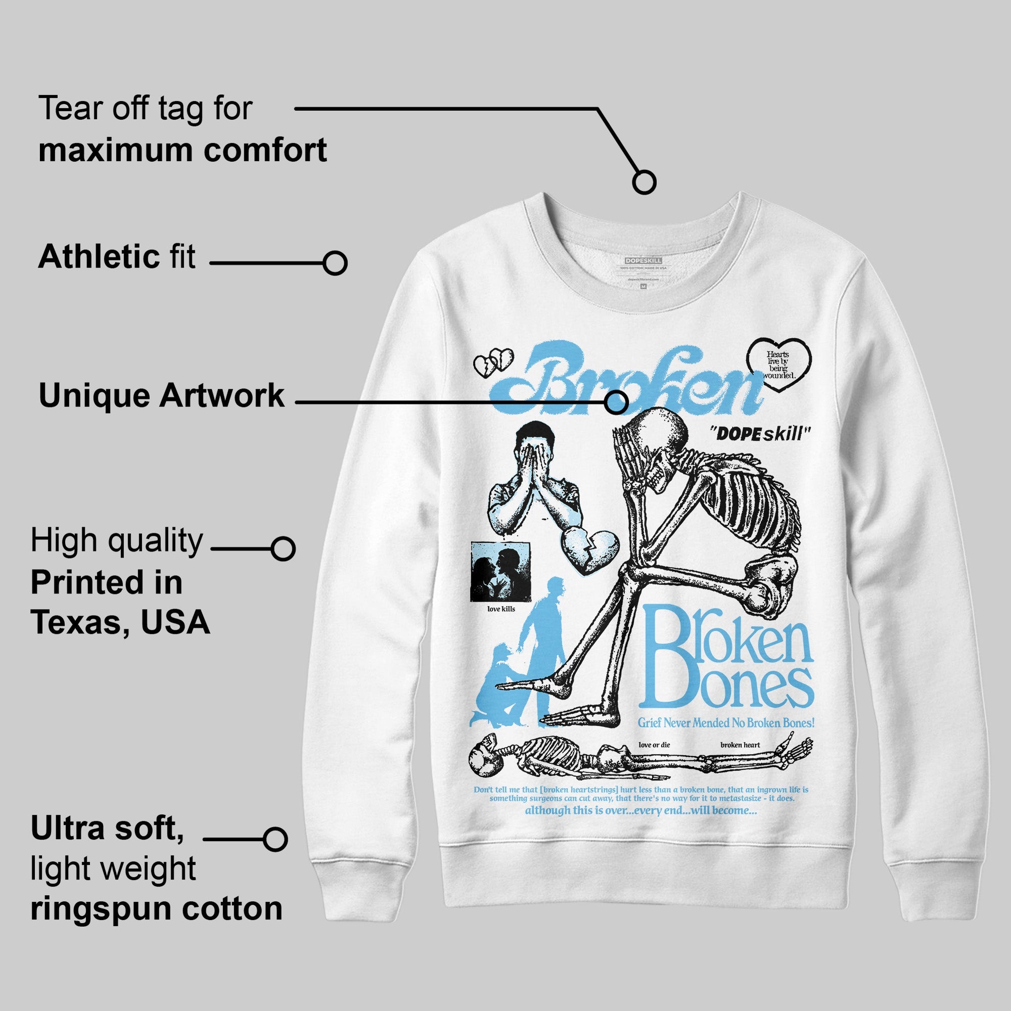 Legend Blue 11s superstreetwear Sweatshirt Broken Bones Graphic