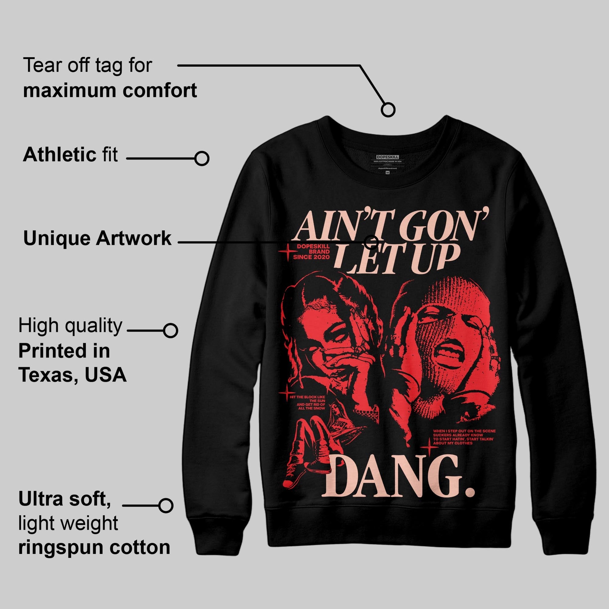 Red Collection superstreetwear Sweatshirt Ain't Gon' Let Up Graphic