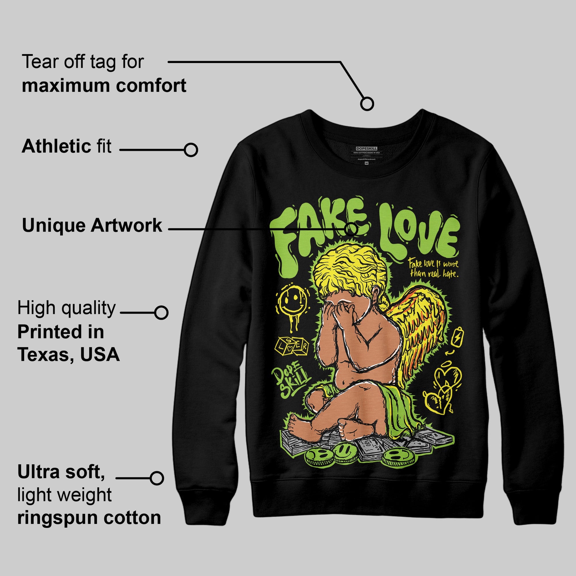 Neon Green Collection superstreetwear Sweatshirt False Love Graphic