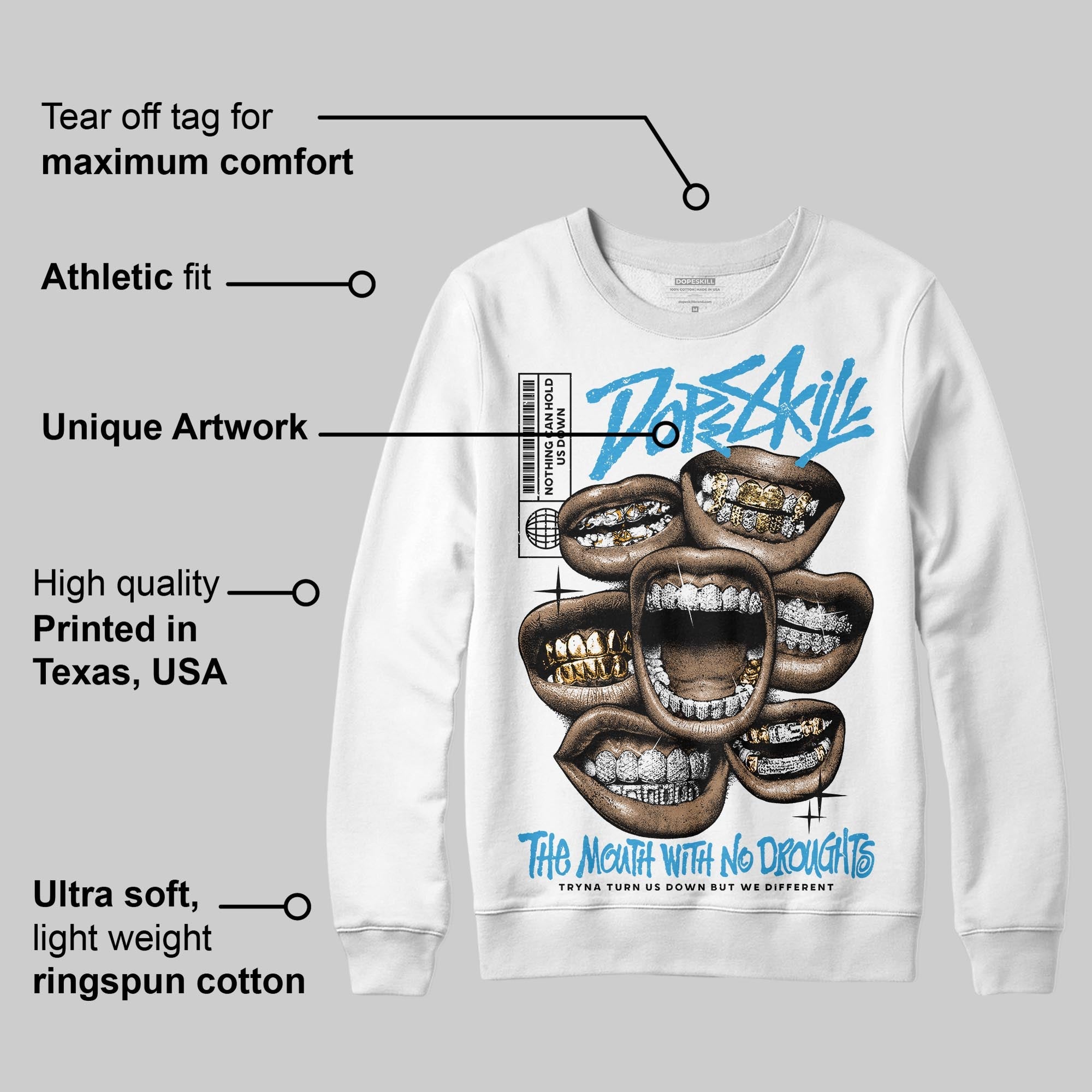 UNC Reimagined 1s superstreetwear Sweatshirt The Mouth With No Droughts Graphic