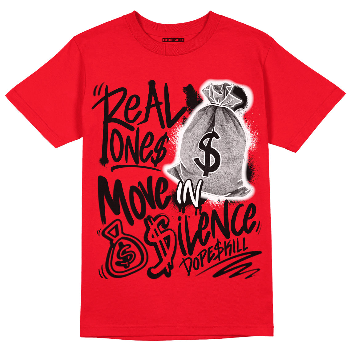 AJ 4 Red Thunder superstreetwear Red T-shirt Real Ones Move In Silence Graphic