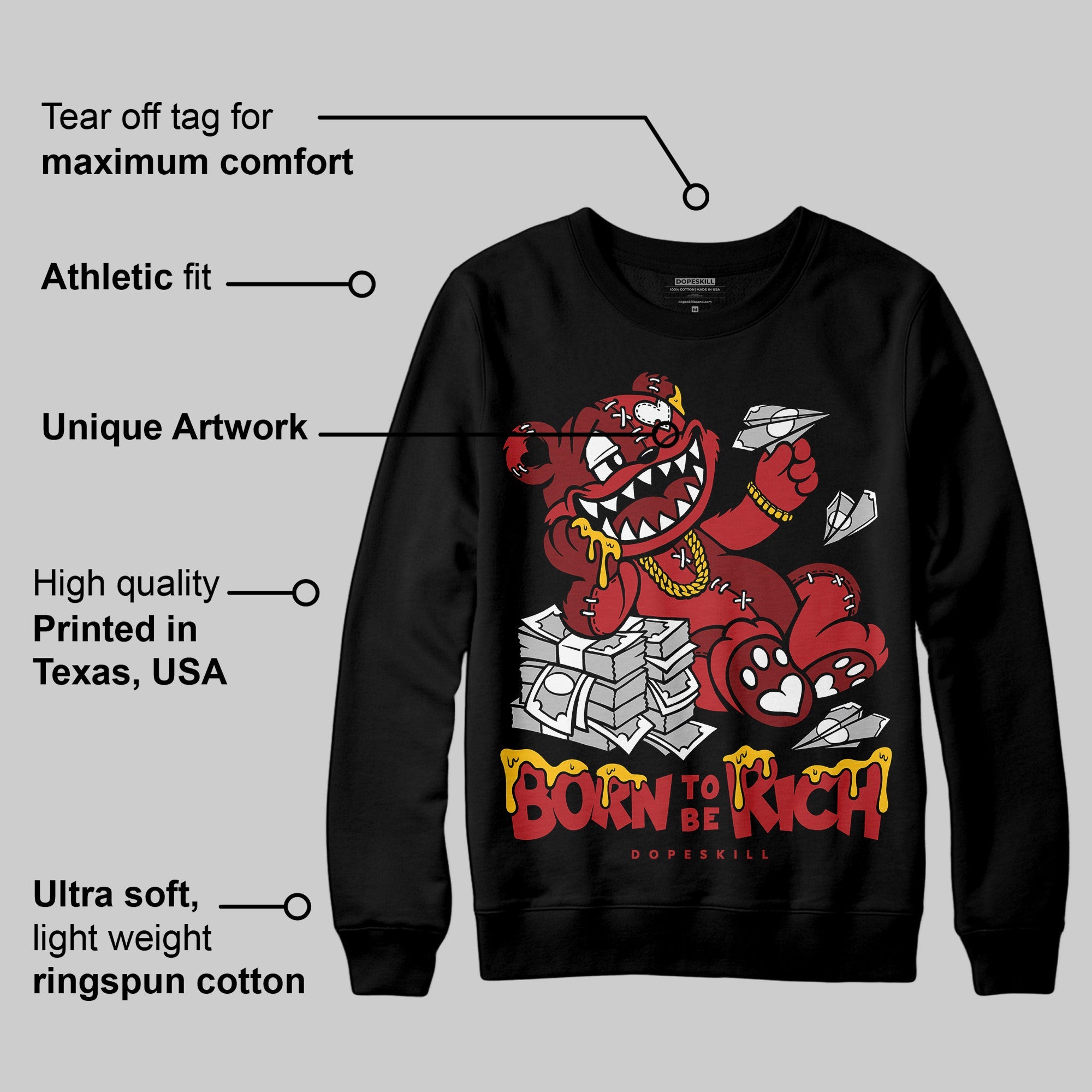 Flu Game 12s superstreetwear Sweatshirt Born To Be Rich Graphic