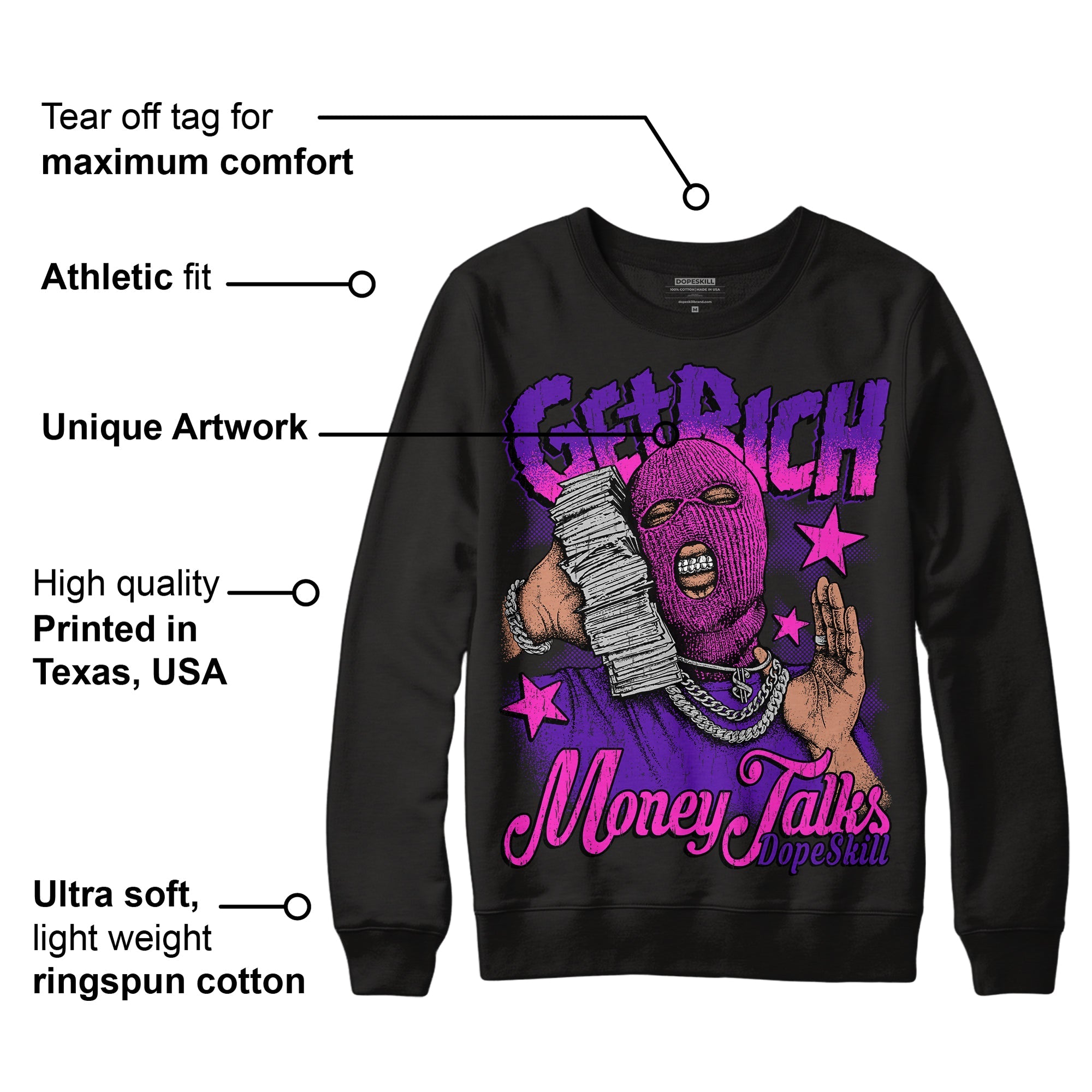 Court Purple 13s superstreetwear Sweatshirt Get Rich Graphic