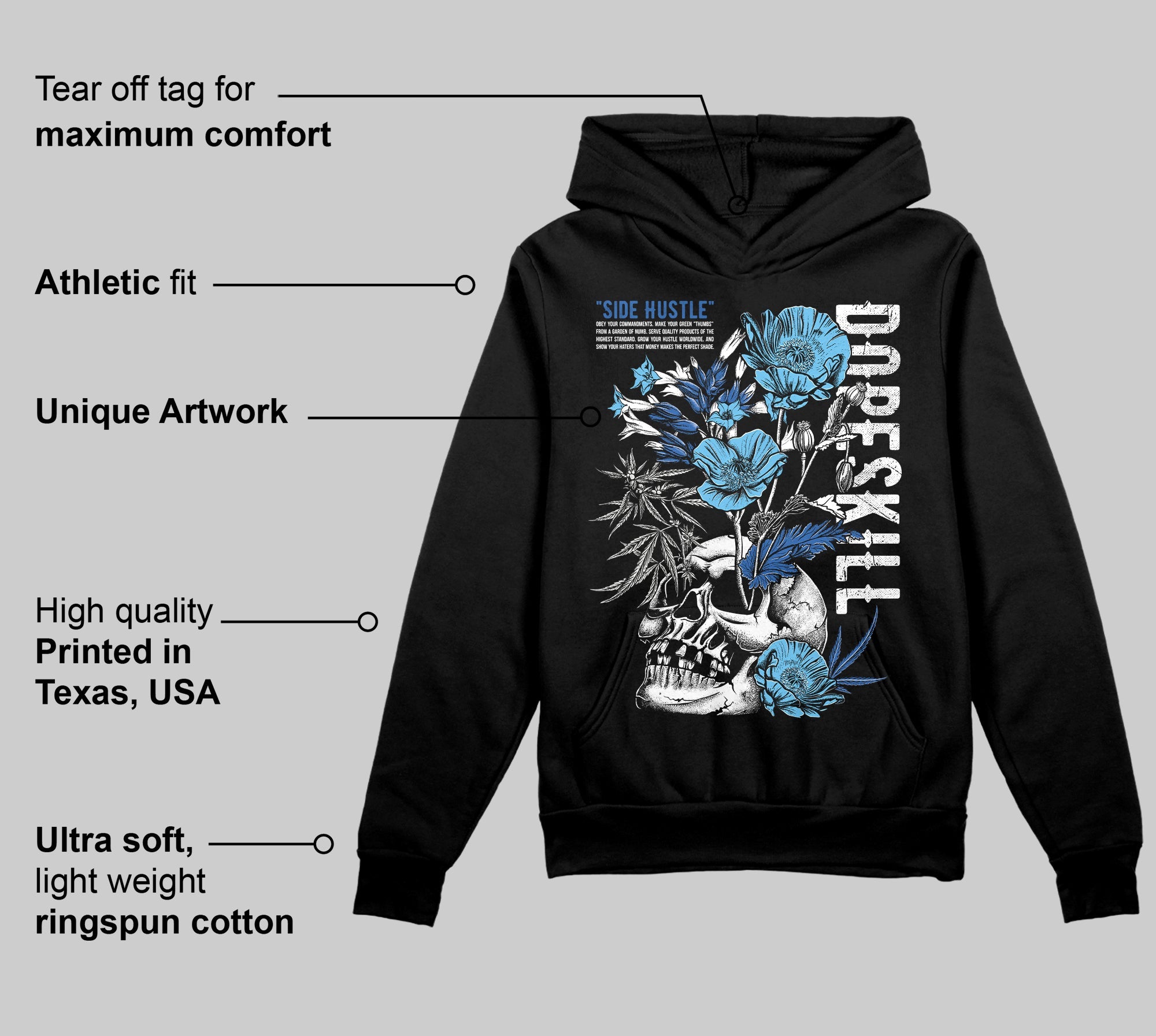 Blueberry 12s superstreetwear Hoodie Sweatshirt Side Hustle Graphic