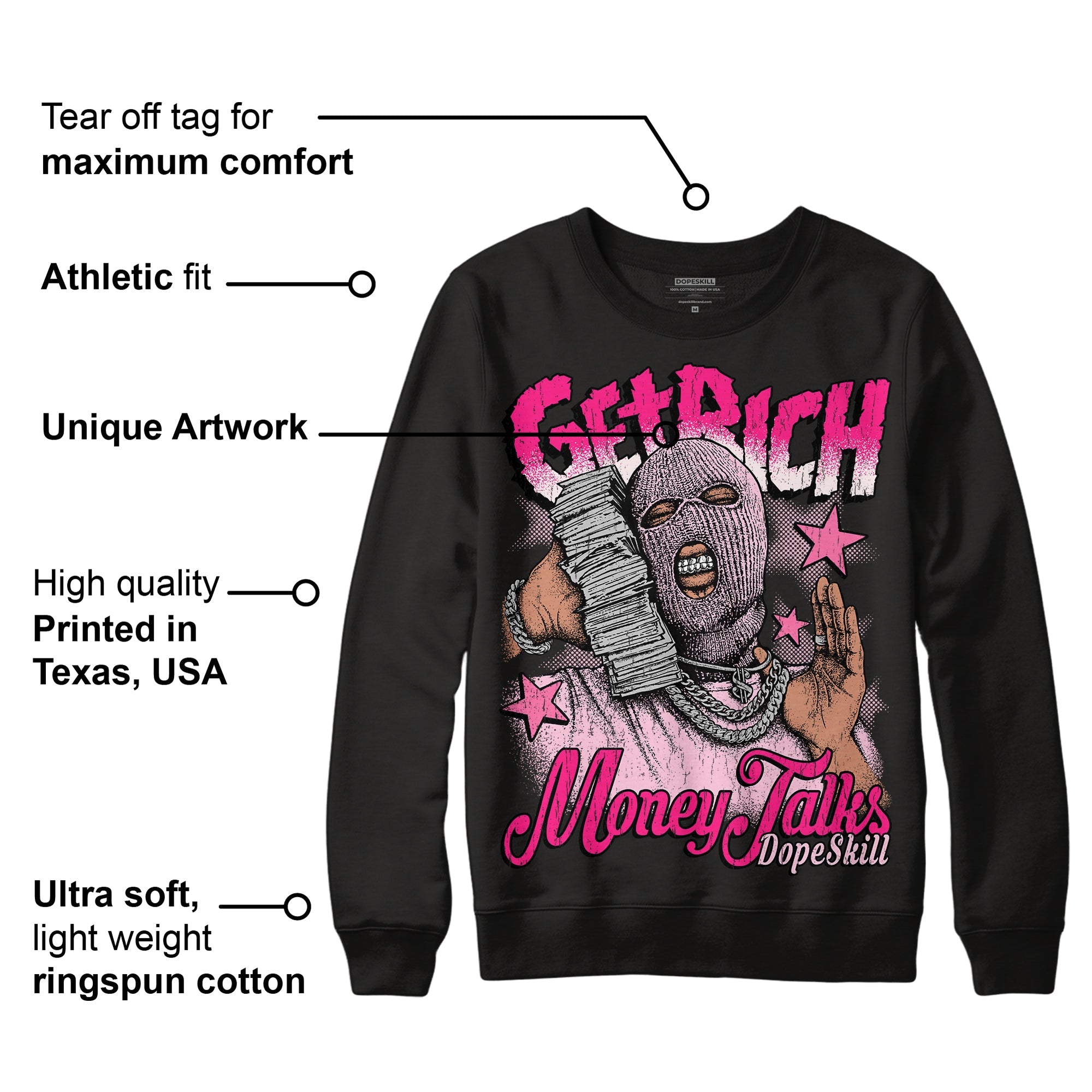 Dunk Low Pink Foam superstreetwear Sweatshirt Get Rich Graphic