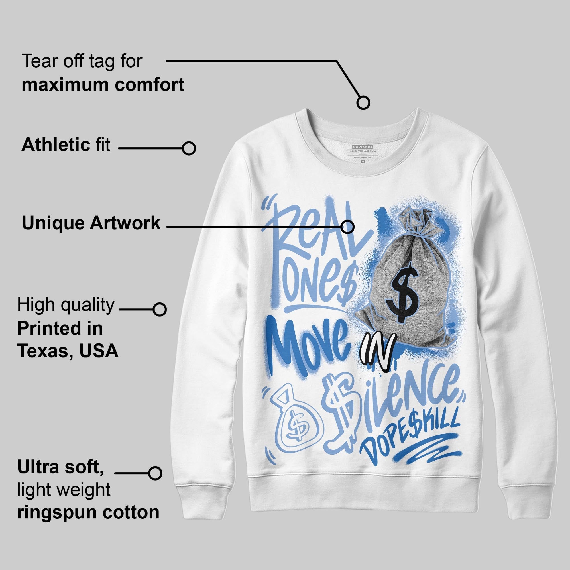 Forget Me Not 4s superstreetwear Sweatshirt Real Ones Move In Silence Graphic