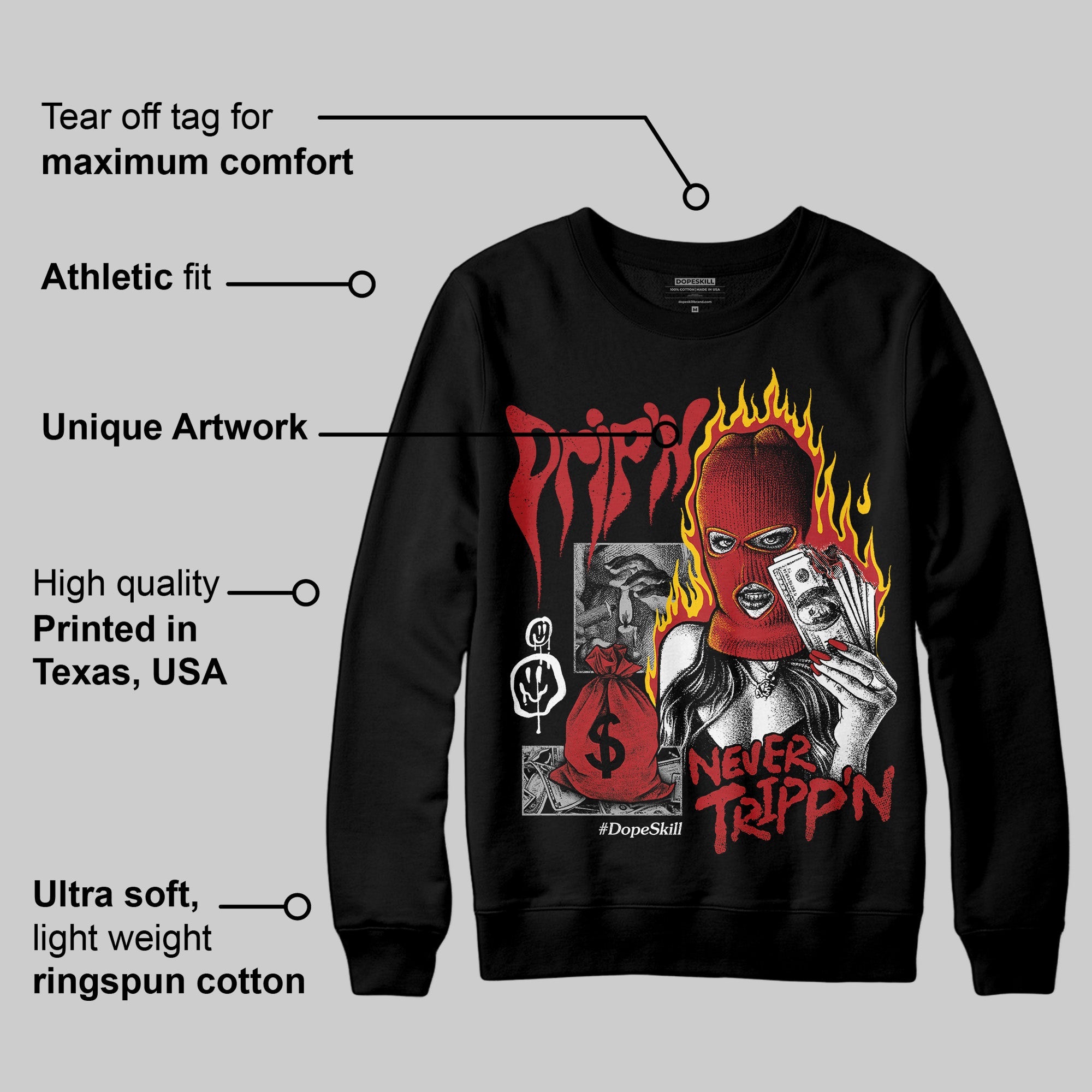 Flu Game 12s superstreetwear Sweatshirt Drip'n Never Tripp'n Graphic