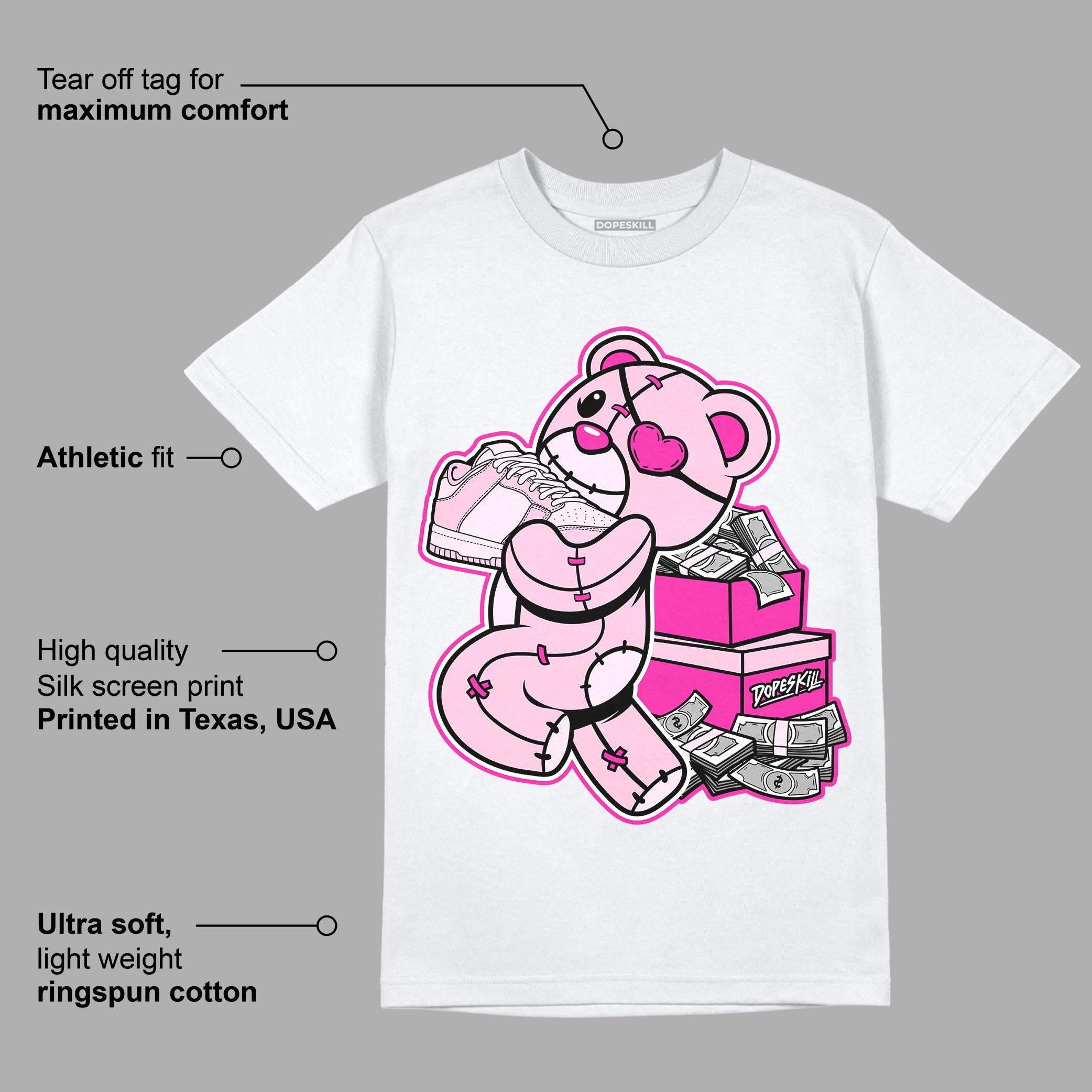 Triple Pink Dunk Low superstreetwear T-Shirt Bear Steals Sneaker Graphic