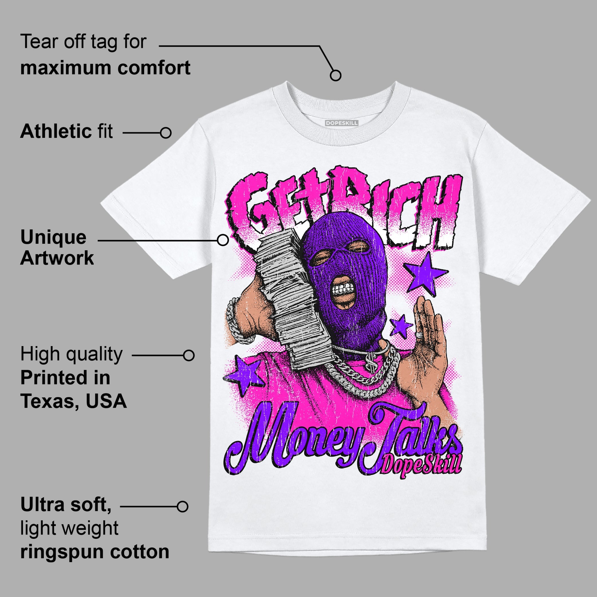 Dunk Low Active Fuchsia superstreetwear T-Shirt Get Rich Graphic