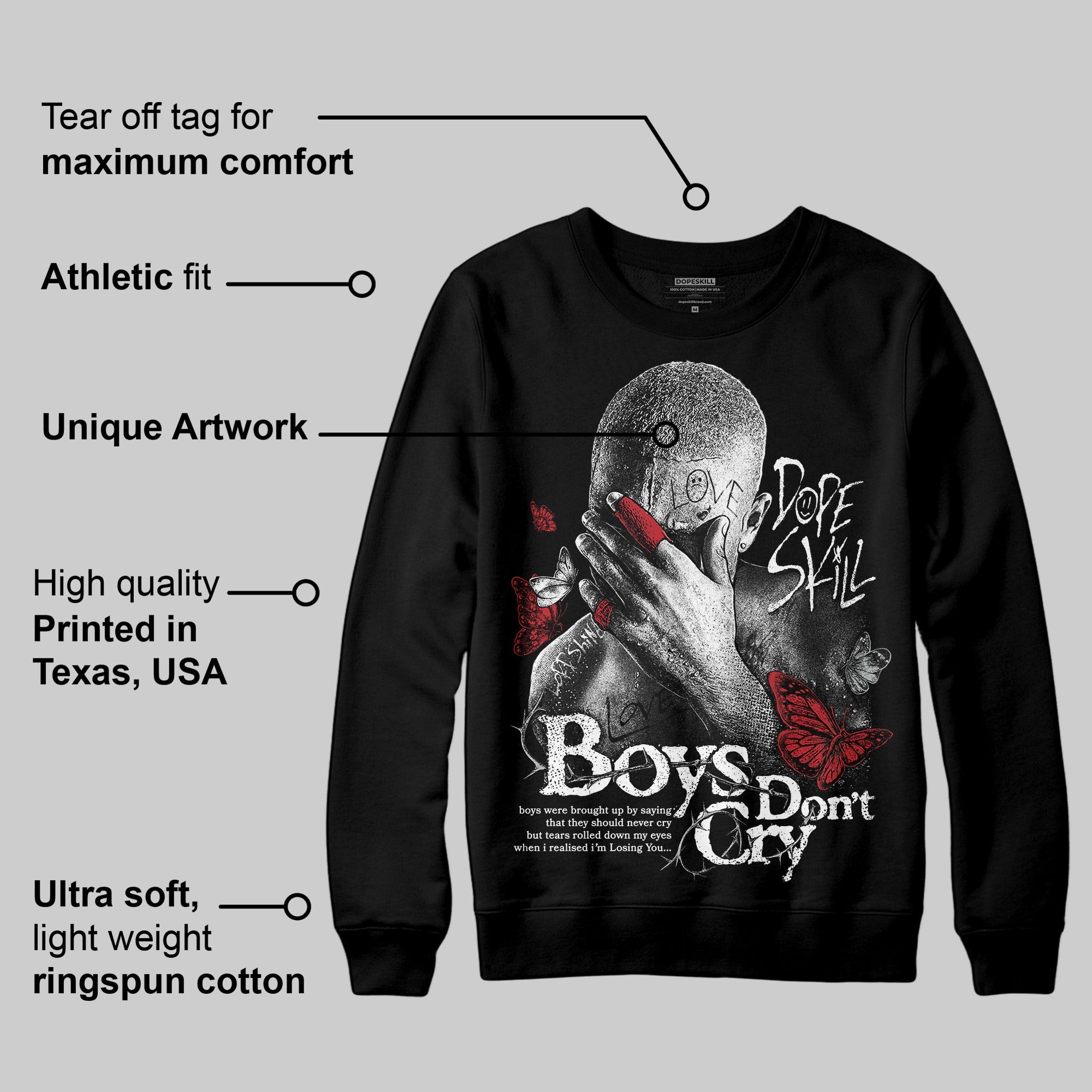 Bred Velvet 11s superstreetwear Sweatshirt Boys Don't Cry Graphic