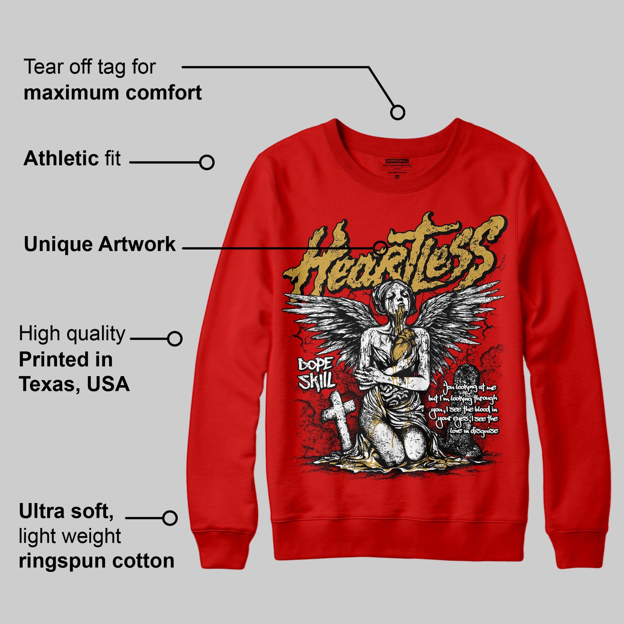 Red Collection superstreetwear Red Sweatshirt Heartless Graphic