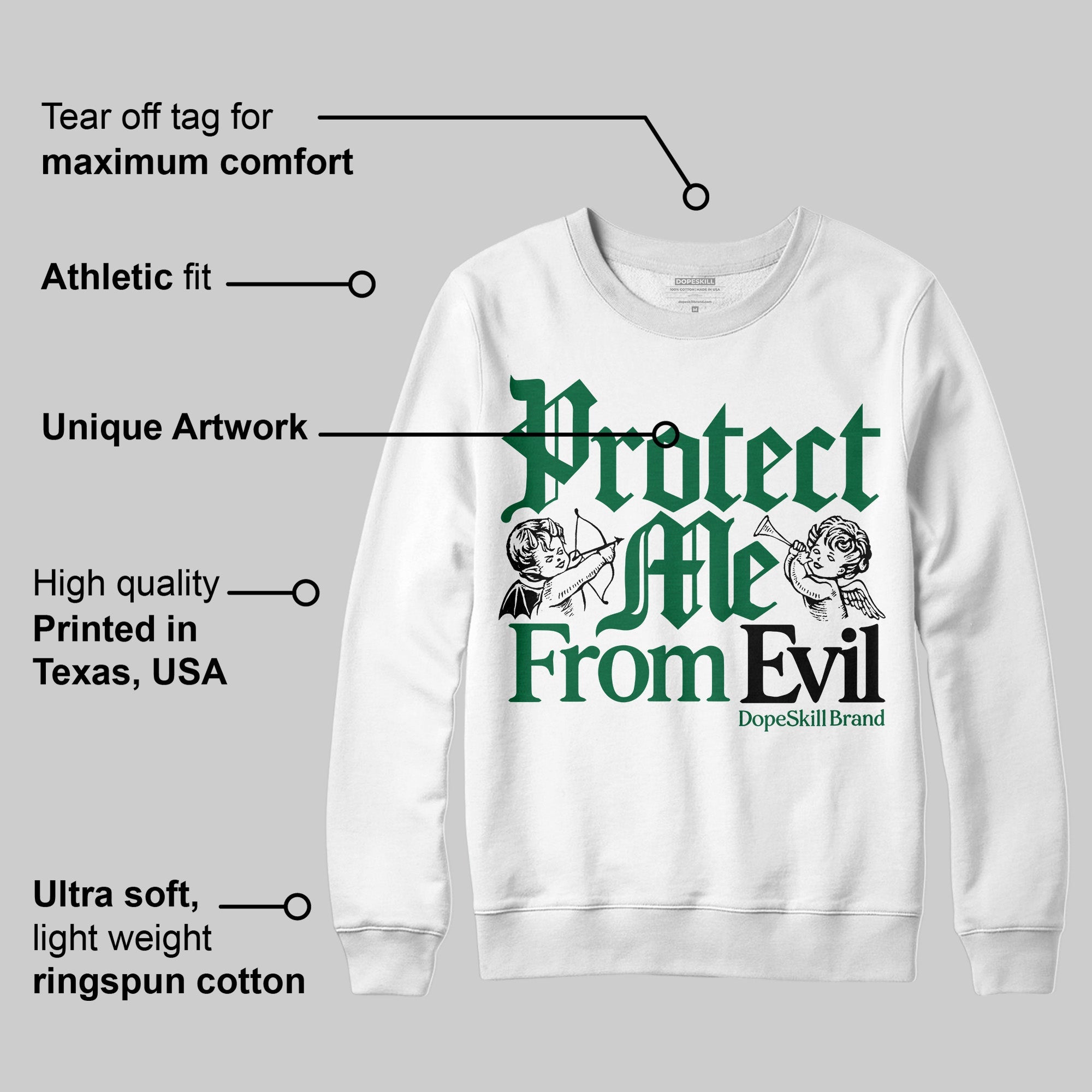 Pine Green 13s superstreetwear Sweatshirt Protect Me From Evil Graphic