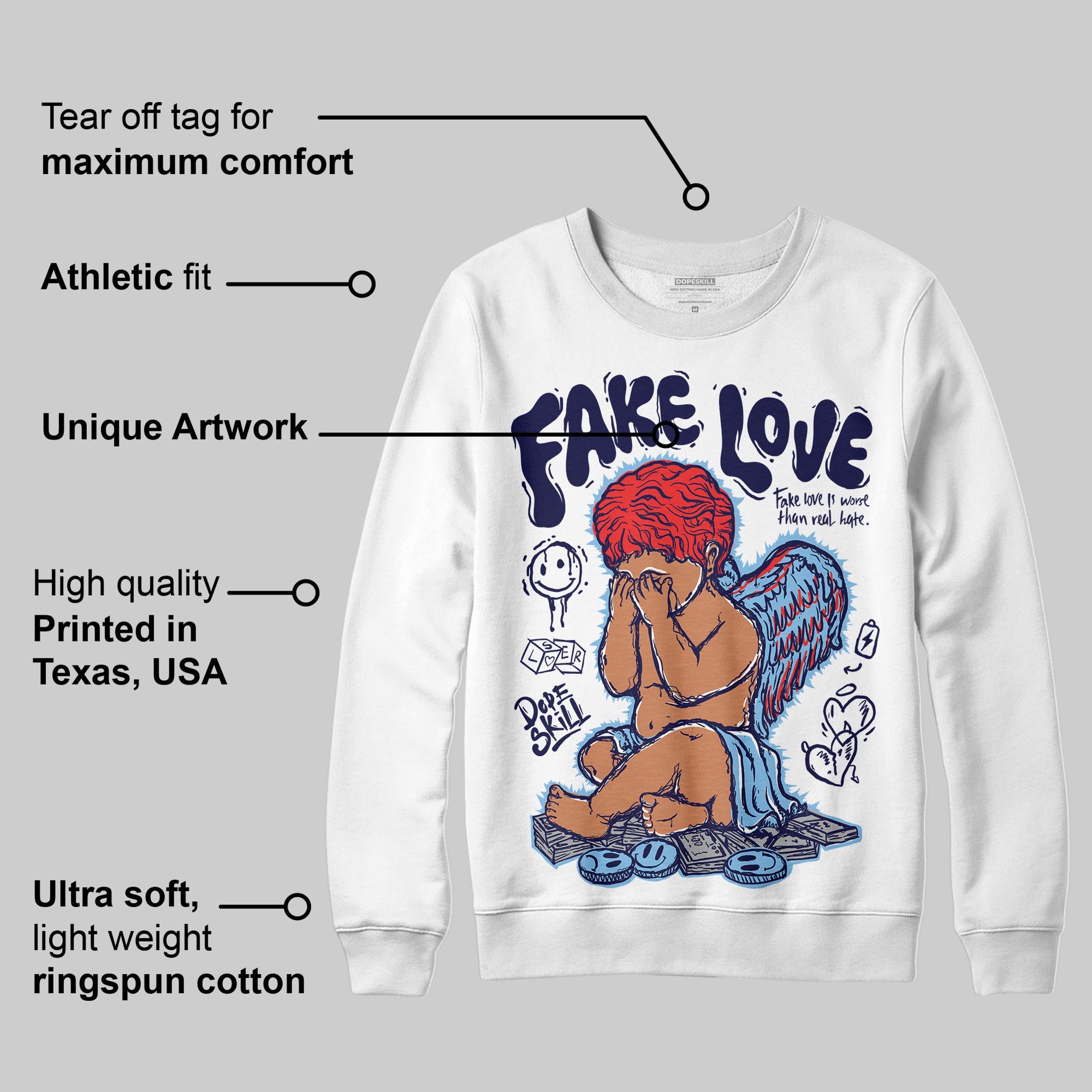 University Blue Collection superstreetwear Sweatshirt False Love Graphic