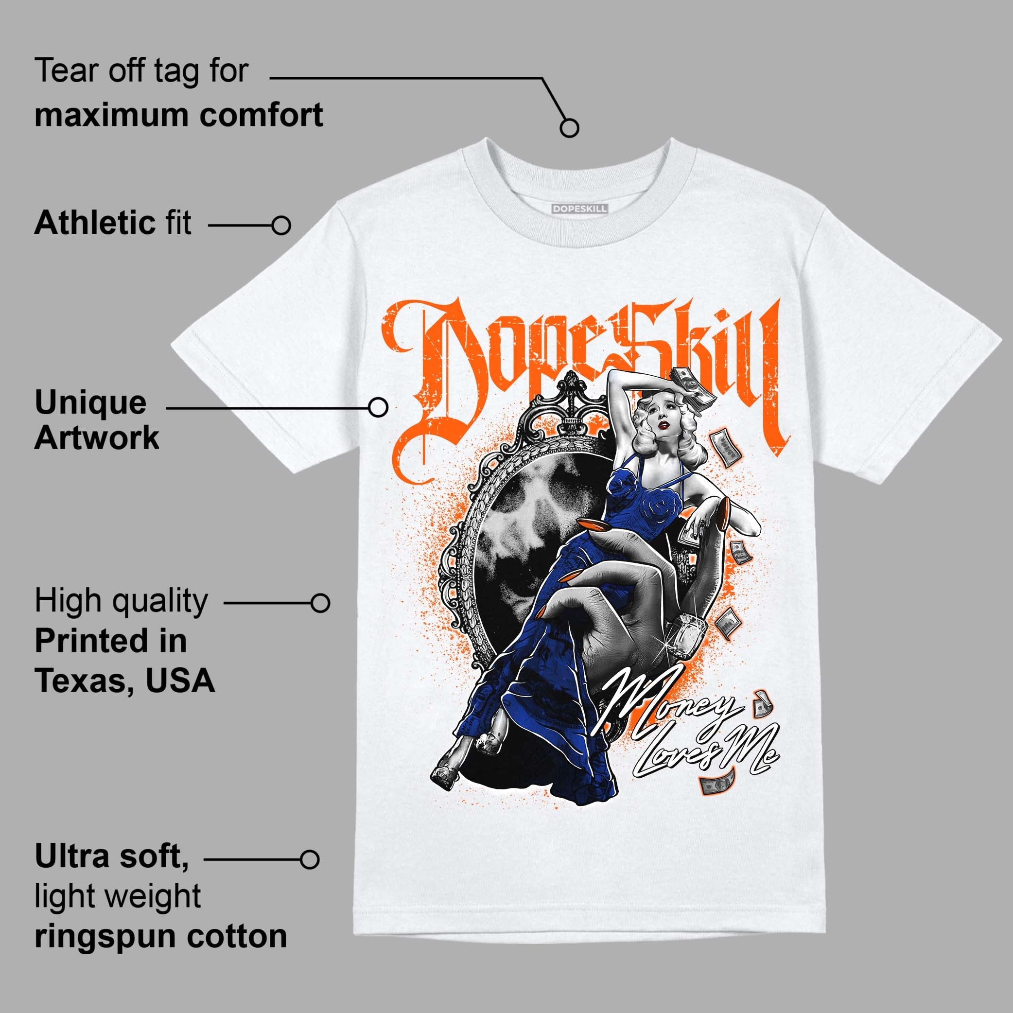 Dunk Low Futura Orange Blaze superstreetwear T-Shirt Money Loves Me Graphic