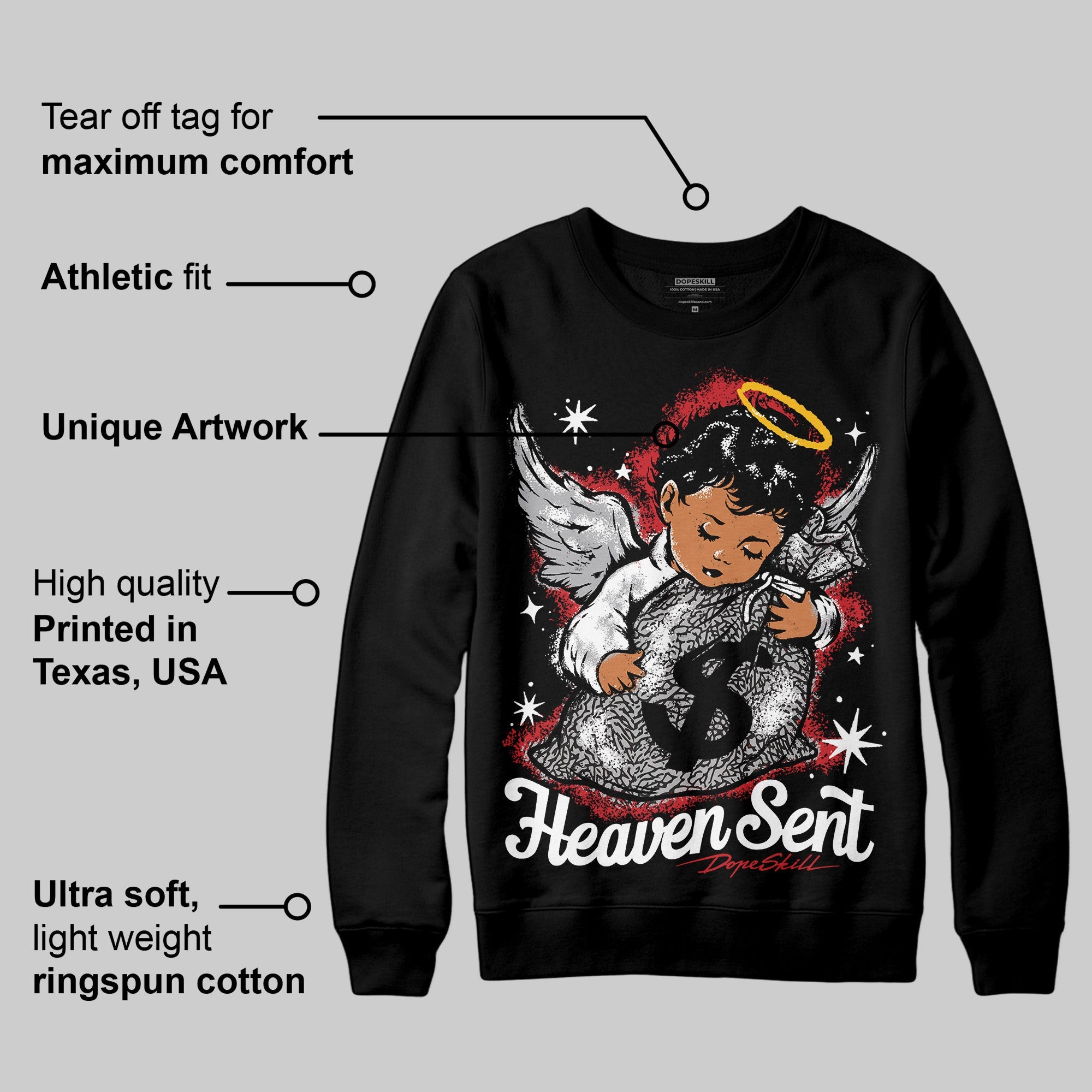 Black Cement 3s superstreetwear Sweatshirt Heaven Sent Graphic
