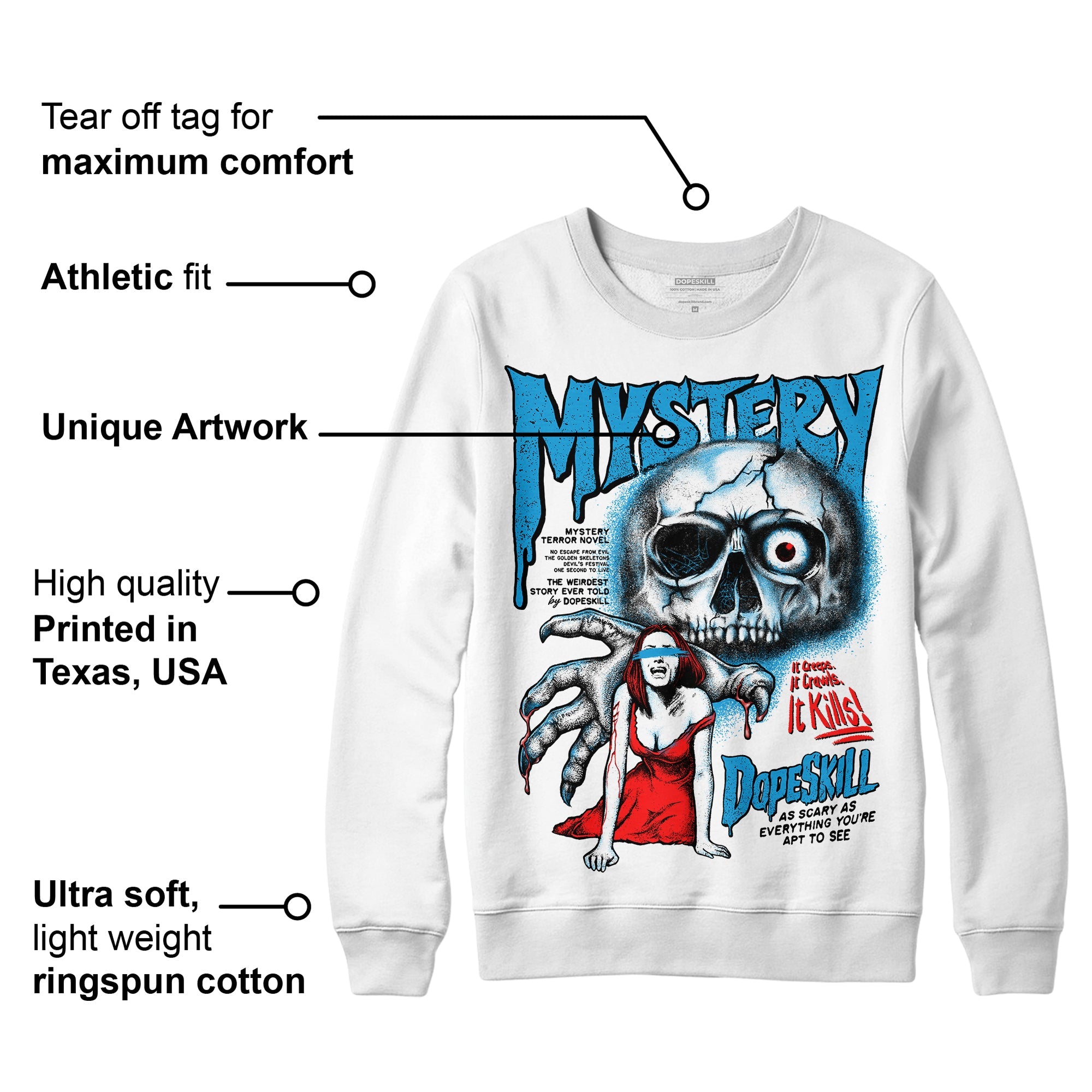 Military Blue 4s superstreetwear Sweatshirt Mystery Ghostly Grasp Graphic