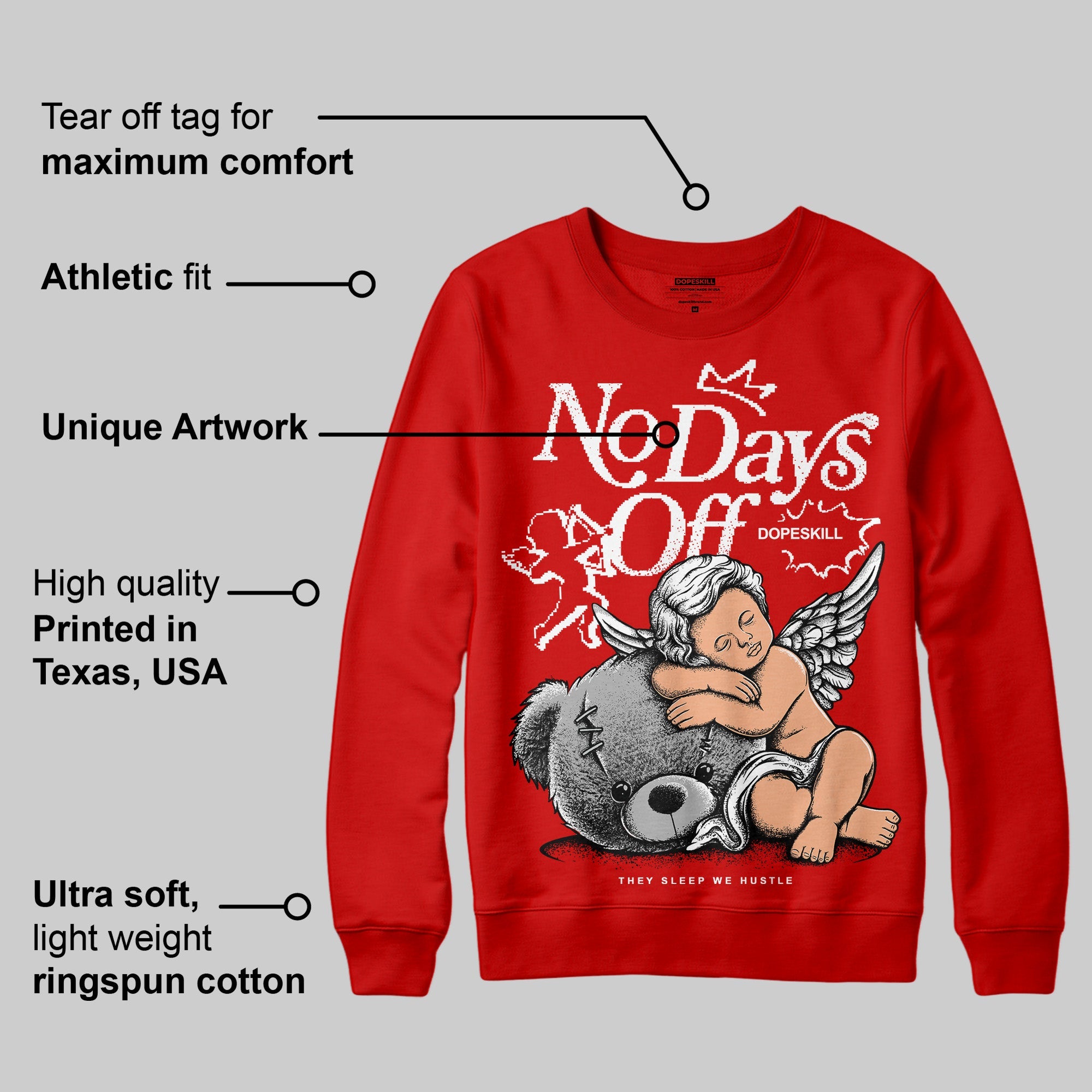 Bred Velvet 11s superstreetwear Red Sweatshirt New No Days Off Graphic