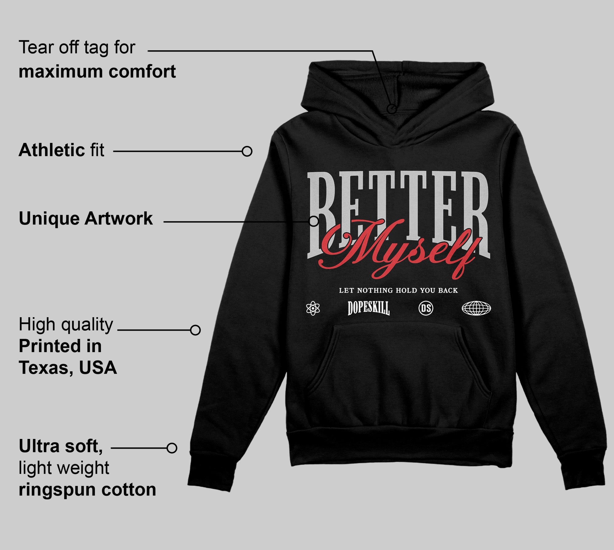 Black Cement 3s superstreetwear Hoodie Sweatshirt Better Myself Graphic