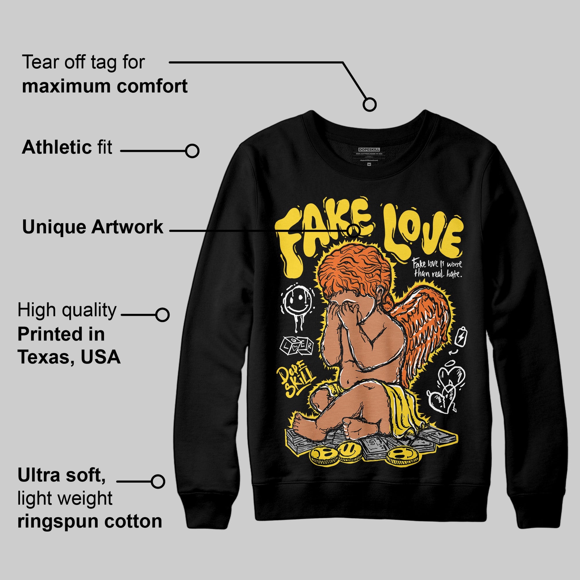 Black Tour Yellow AJ 4 Thunder superstreetwear Sweatshirt False Love Graphic