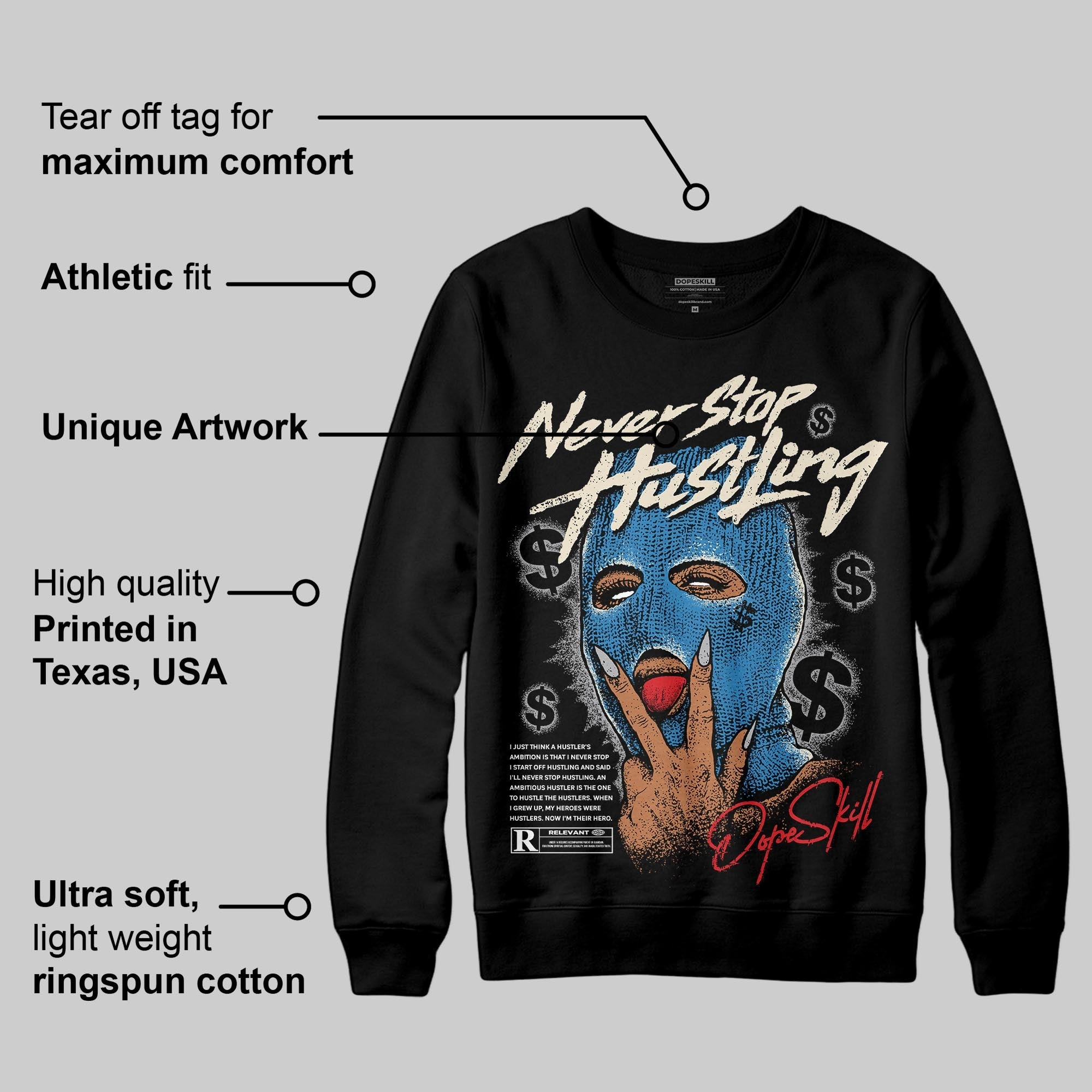 Rare Air 3s superstreetwear Sweatshirt Never Stop Hustling Graphic