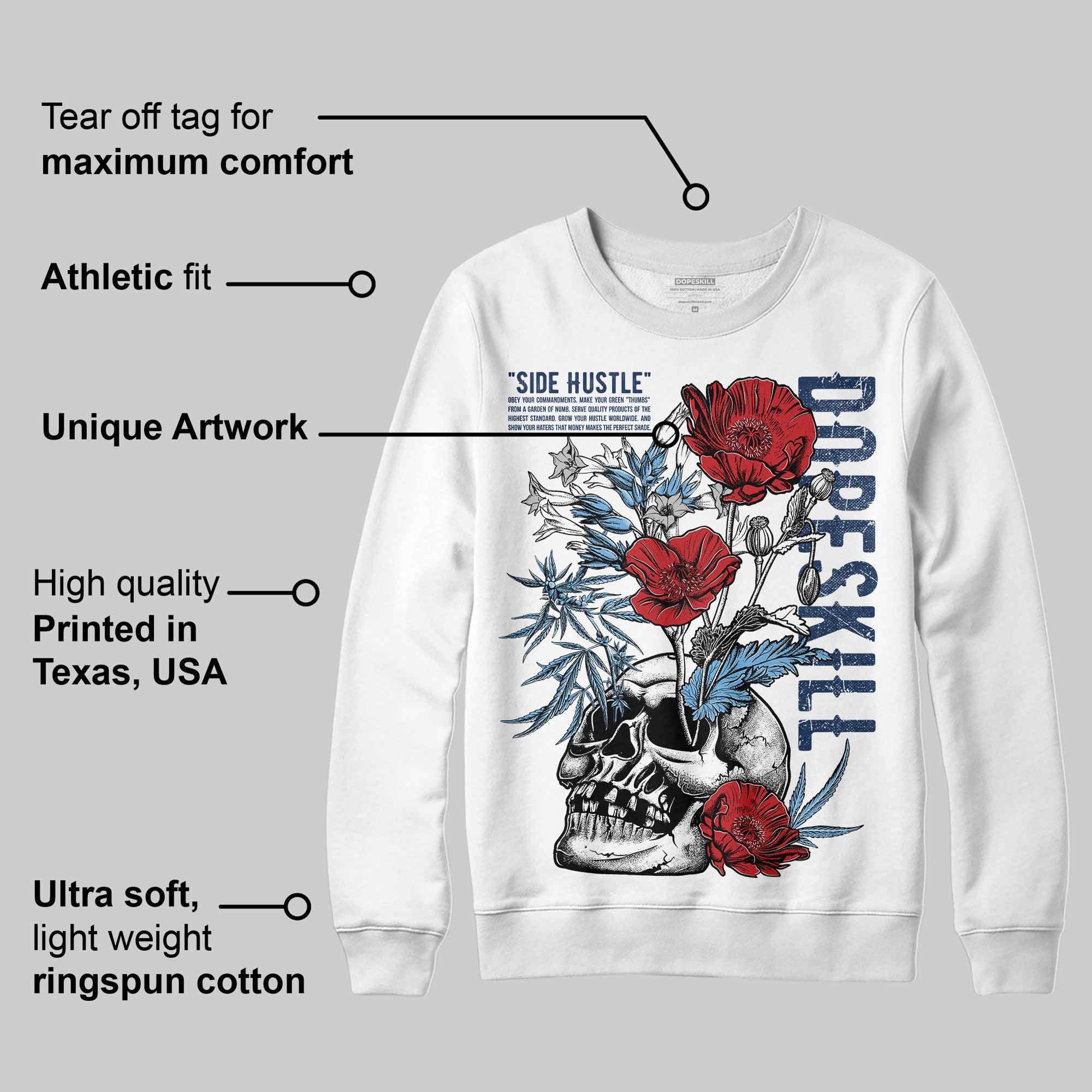 Summit White Navy 4s superstreetwear Sweatshirt Side Hustle Graphic